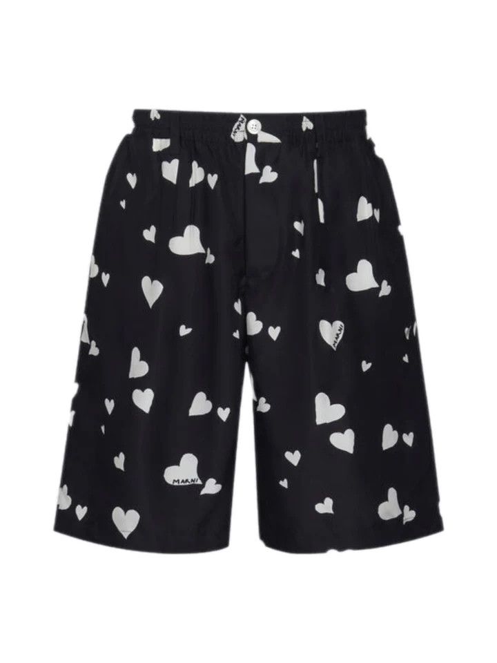 Marni o1w1db10125 Bunch Of Hearts Shorts in Black Size US 34 / EU 50 - 1 Thumbnail