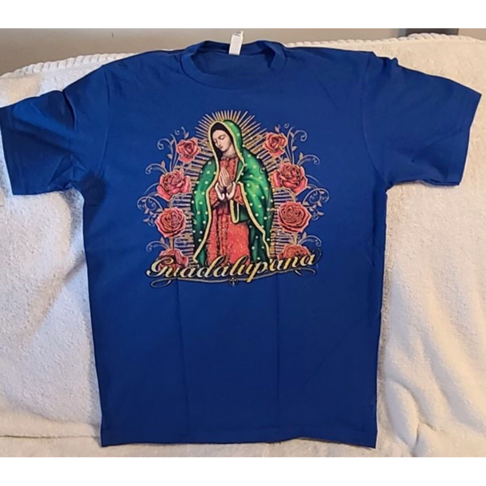 Vintage Guadalupe La Guadalupana Mens Blue Extra Large XL Cotton T-Shirt Size US L / EU 52-54 / 3 - 3 Thumbnail