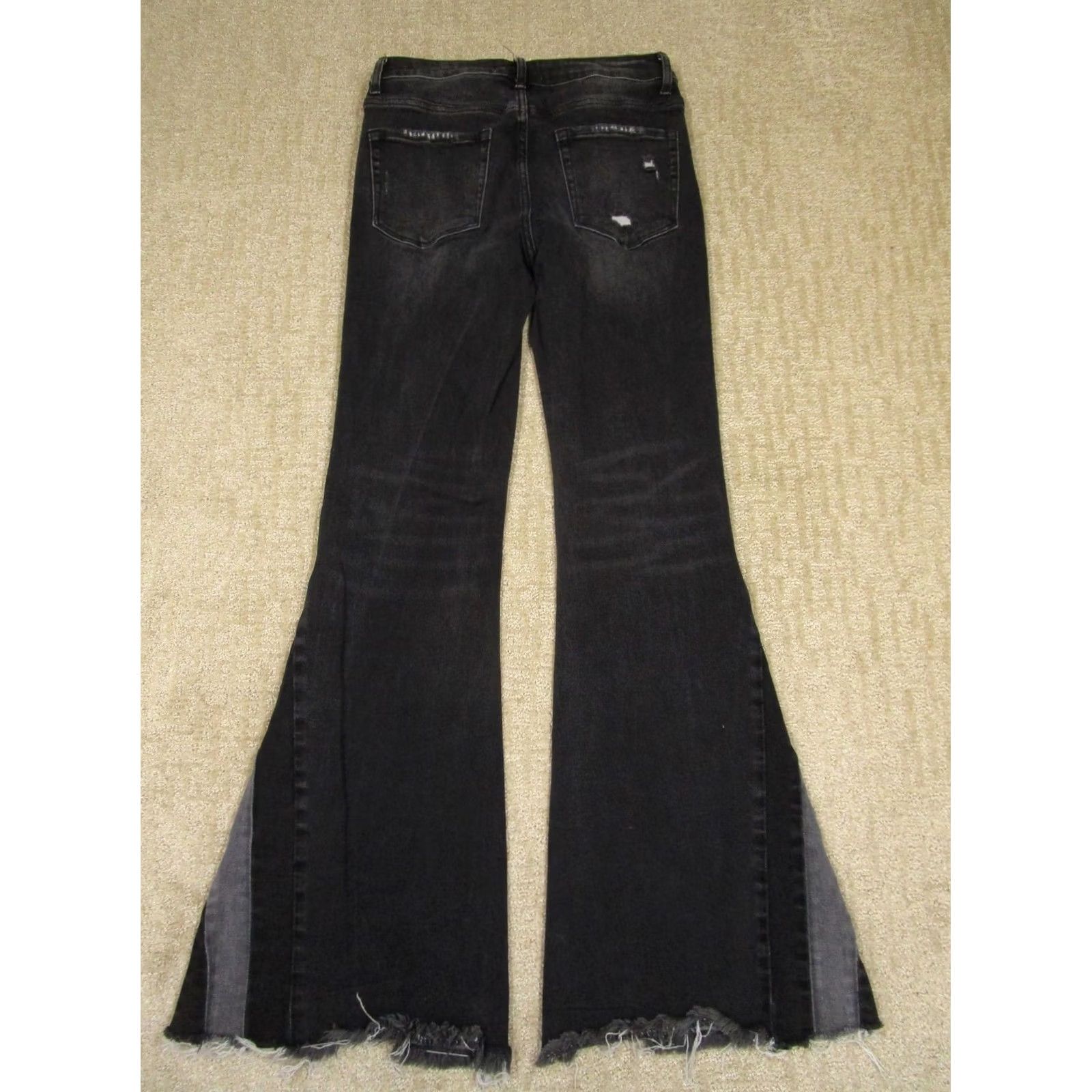 Vintage VERVET Jeans Women 29 Black High Rise Flared Distressed Frayed Hem Stretch Jeans Size 29" - 3 Thumbnail