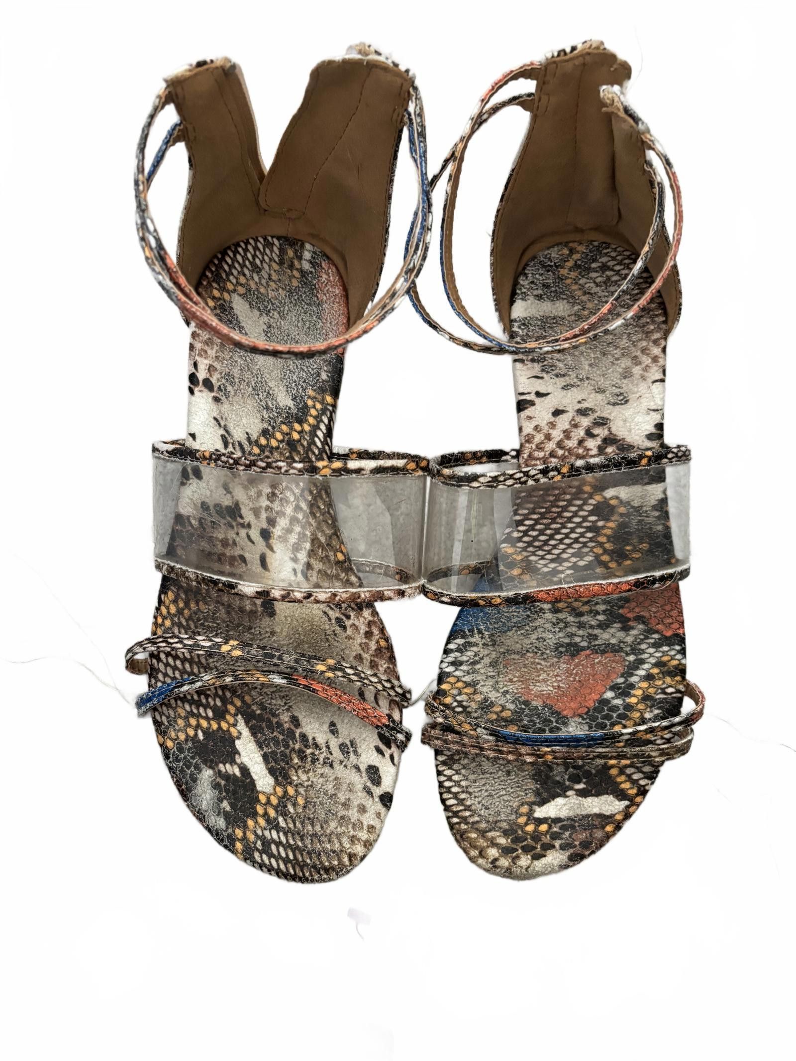 Designer EUC! Stylish Snakeskin Print Sandals with Clear Straps 7 Size US 7 / IT 37 - 1 Thumbnail