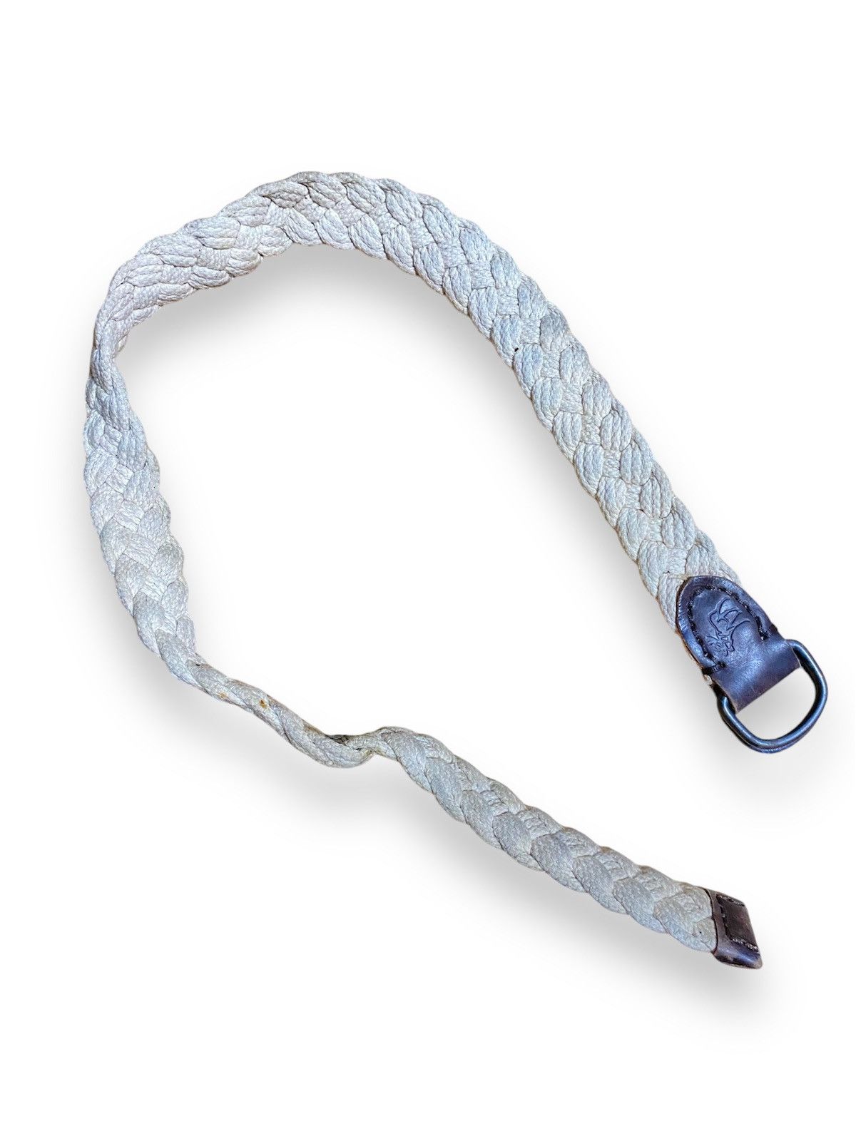 Abercrombie & Fitch × If Six Was Nine × Vintage Abercrombie & Fitch White Braided Belt Moose Logo Leathers Size ONE SIZE - 1 Thumbnail