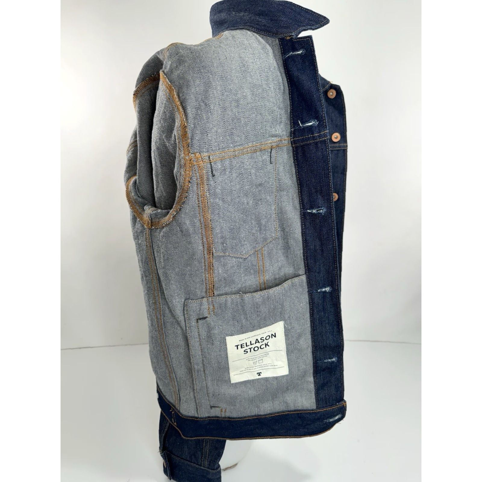 Tellason Tellason USA Denim Trucker Jacket - L - Button, Blue - Mens - Regular Fit Size US L / EU 52-54 / 3 - 6 Thumbnail