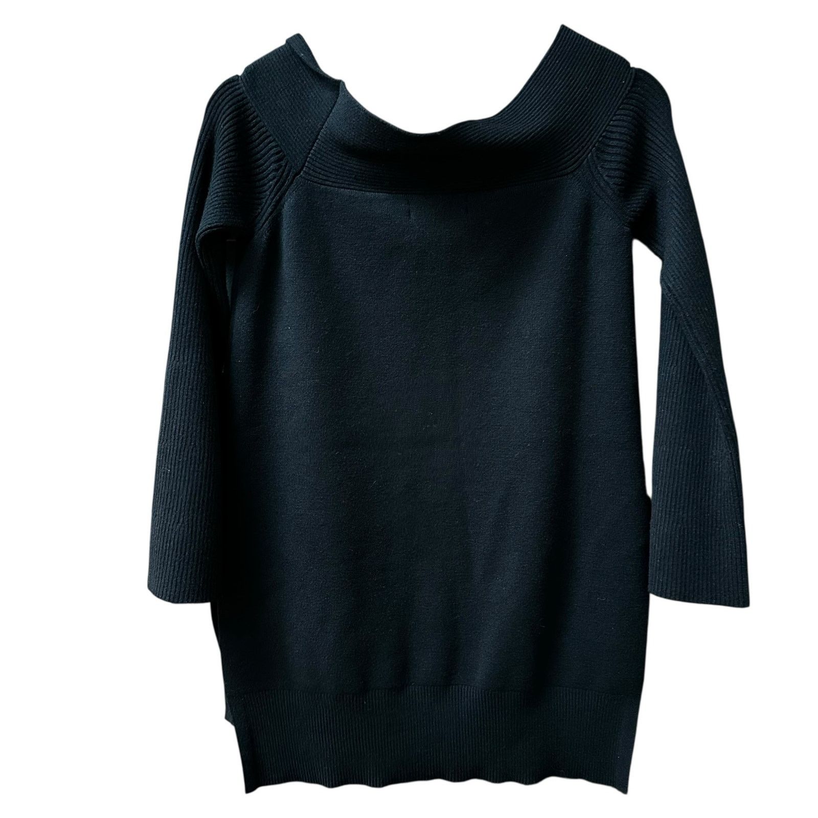Anthropologie Anthropologie Elise Ribbed Tunic Boatneck Sweater Black XS Size XS / US 0-2 / IT 36-38 - 9 Thumbnail