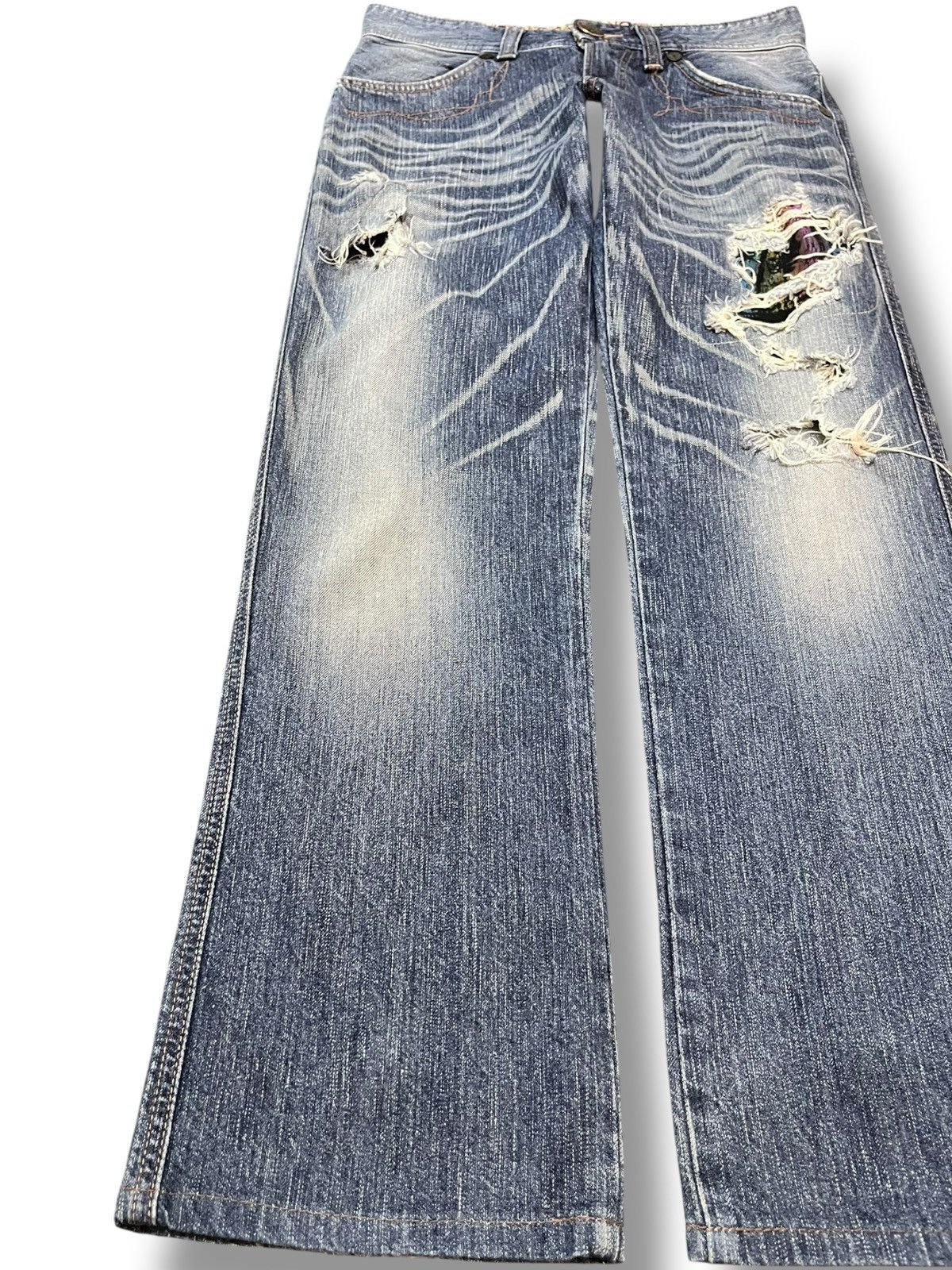 Edwin Vintage Edwin 503 Bluetrip Rainbow Model Whiskering Denim Size US 29 - 3 Thumbnail