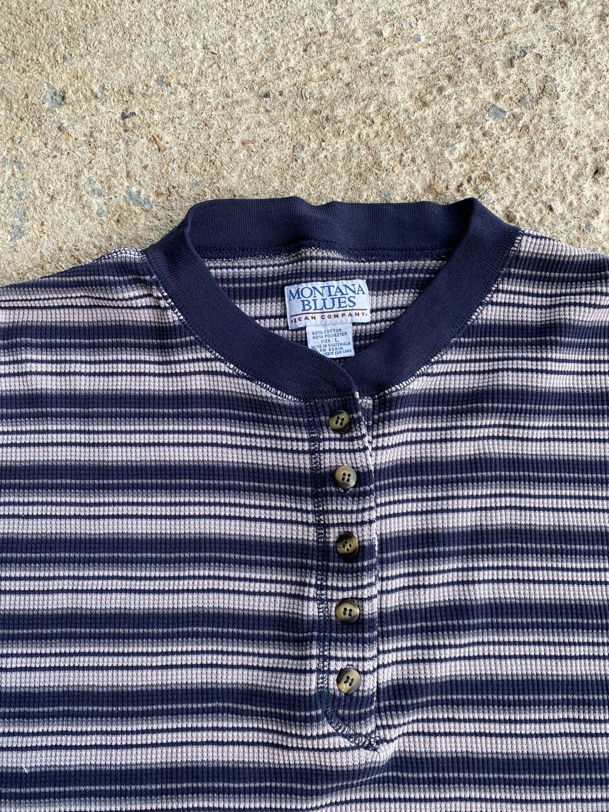 Coogi × Vintage Vintage Y2K Montana Blue Grunge Stripe Thermal Shirt Size US L / EU 52-54 / 3 - 8 Thumbnail