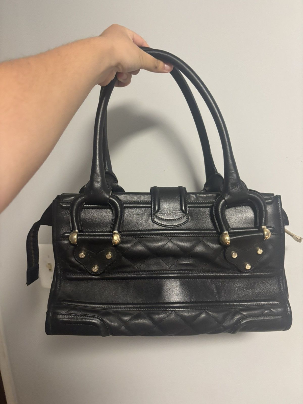 Burberry Burberry Manor Black Quilted Leather Satchel Size ONE SIZE - 2 Thumbnail