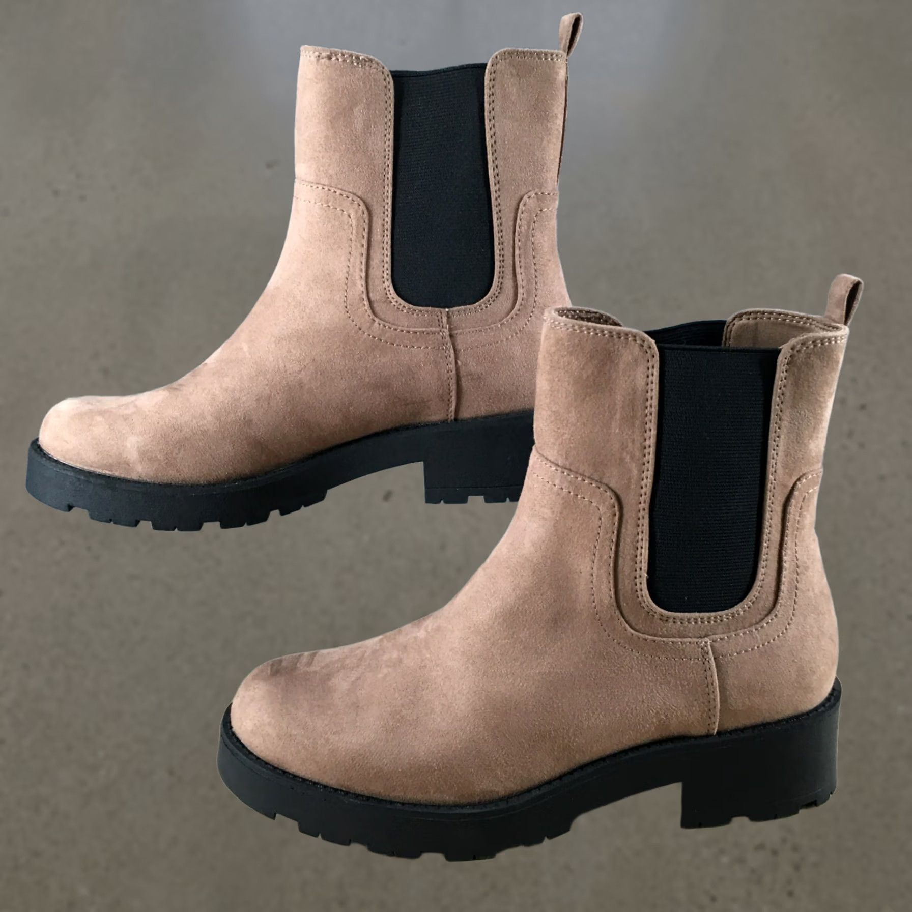 Old Navy Old Navy Boots Womens 8 Chelsea Booties Beige Faux Suede Pull On Block Heels Boots Size US 8 / IT 38 - 1 Thumbnail
