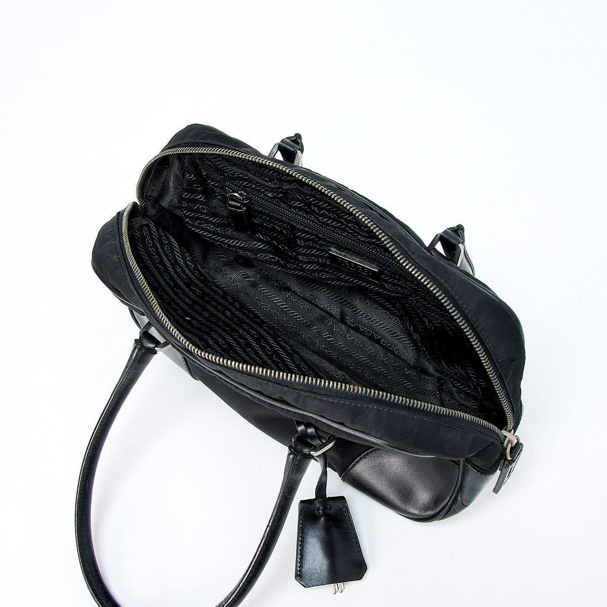 Prada Prada Tessuto Triangle Handbag Black Silver Size ONE SIZE - 6 Thumbnail
