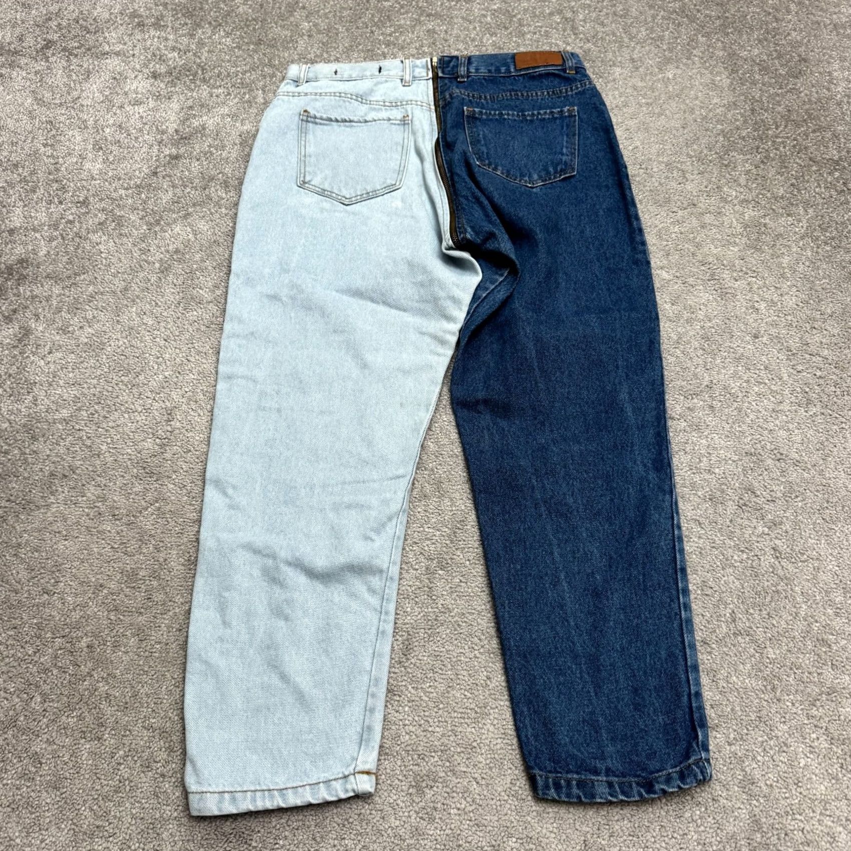 Vintage Milipili Tapered Jeans Womens 12 US 42 High Rise Two Tone Blue Denim Full Zip Size 34" / US 12 / IT 48 - 2 Thumbnail