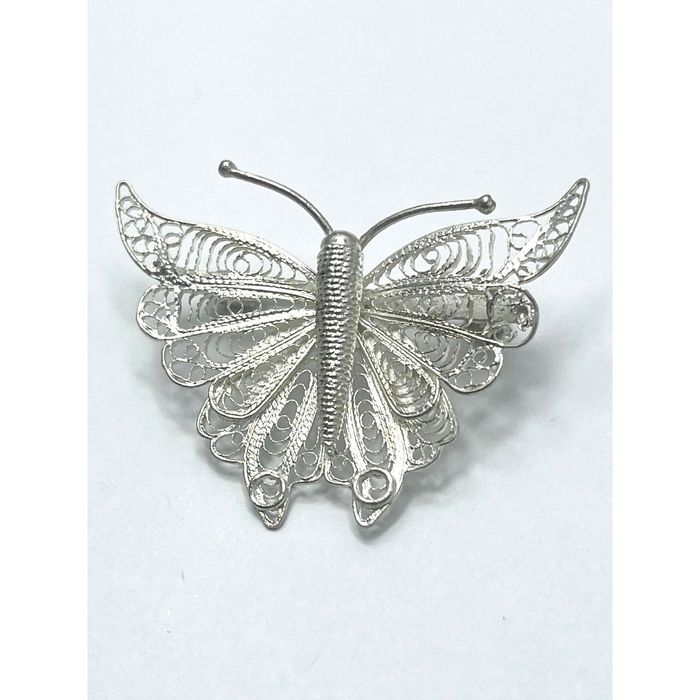 Sterling Silver & Marcasite Butterfly Brooch, 925 Vintage Style Pin 