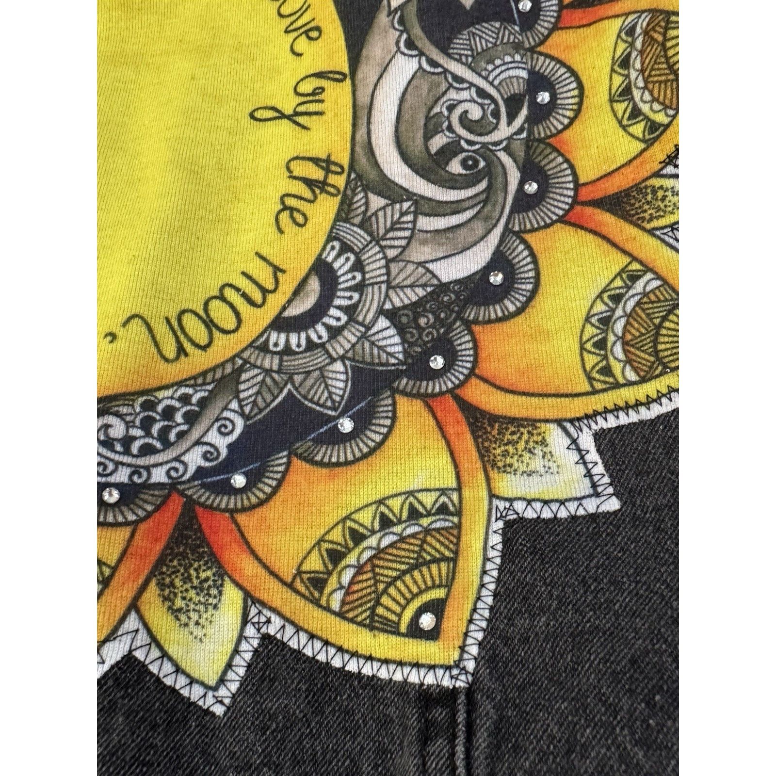 Forever 21 LOVE MOON LIVE SUN Upcycled Retro Vintage Boho Denim Jacket Size S / US 4 / IT 40 - 8 Thumbnail