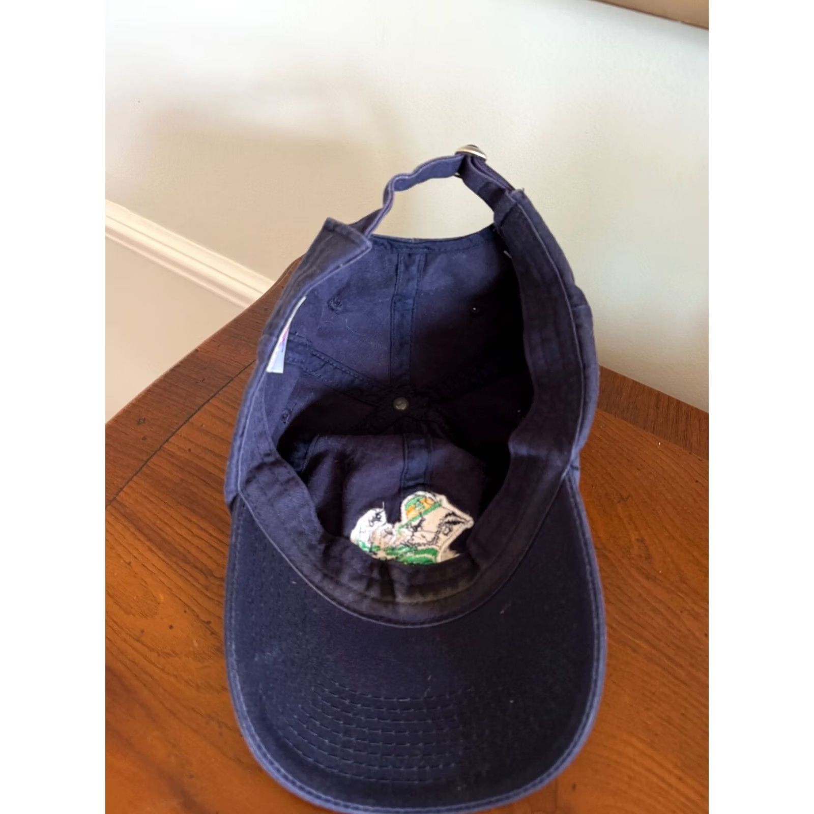 Vintage Notre Dame Hat Cap Strap Back Navy Blue Green Fighting Irish Mens Leprechaun Size ONE SIZE - 4 Thumbnail