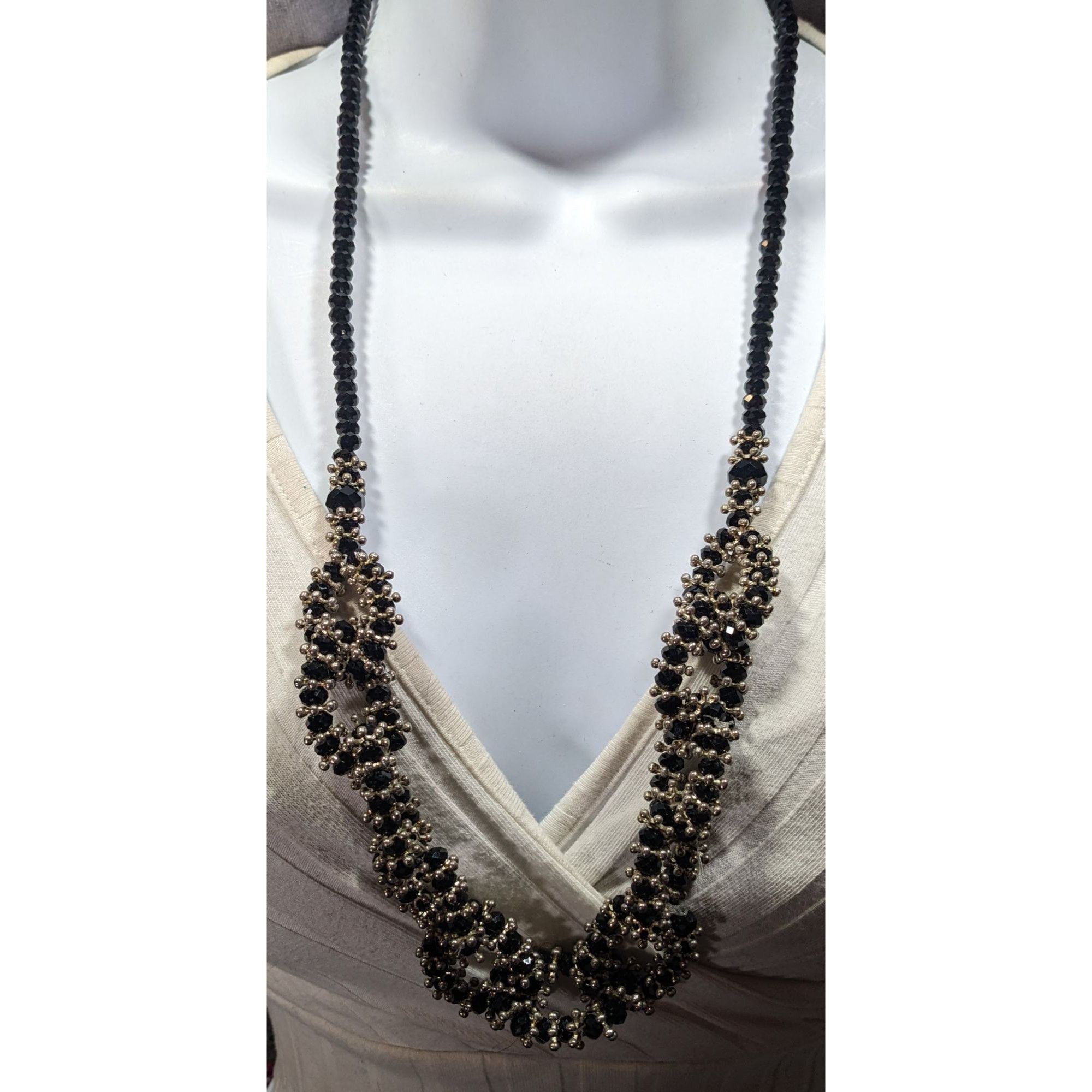 Other Vintage Glam Metal And Glass Beaded Loop Statement Necklace Size ONE SIZE - 2 Thumbnail