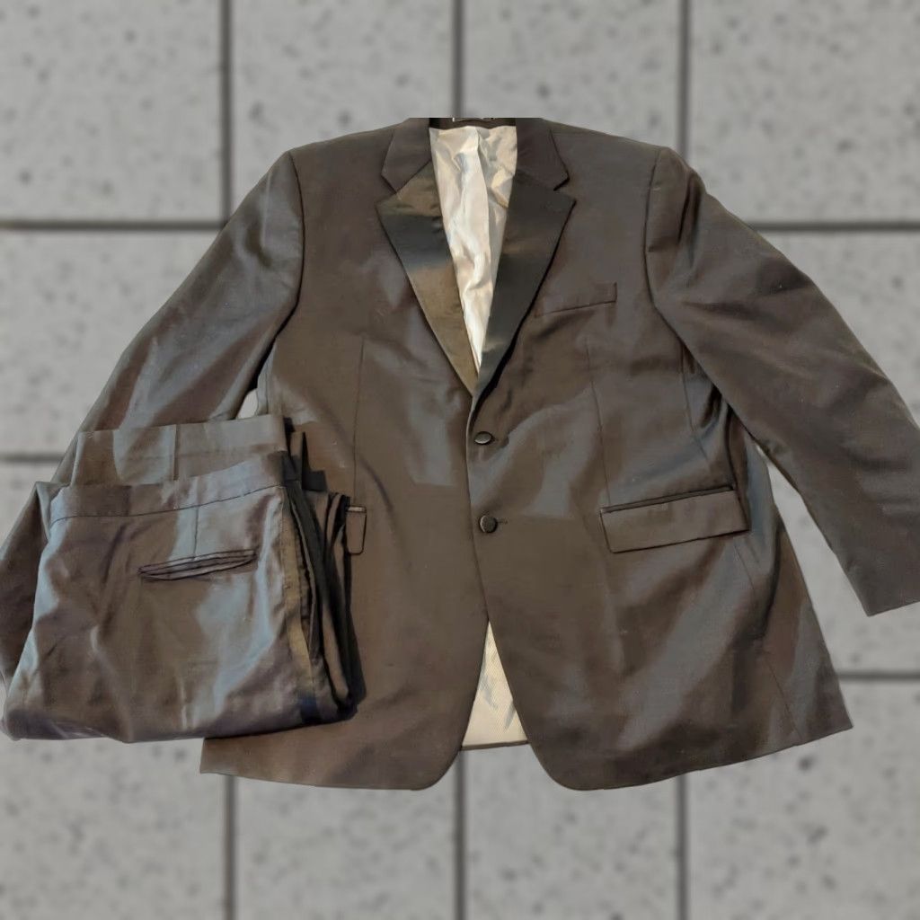 Calvin Klein Suit Blazer Pants 2 Piece 48L Black Mens