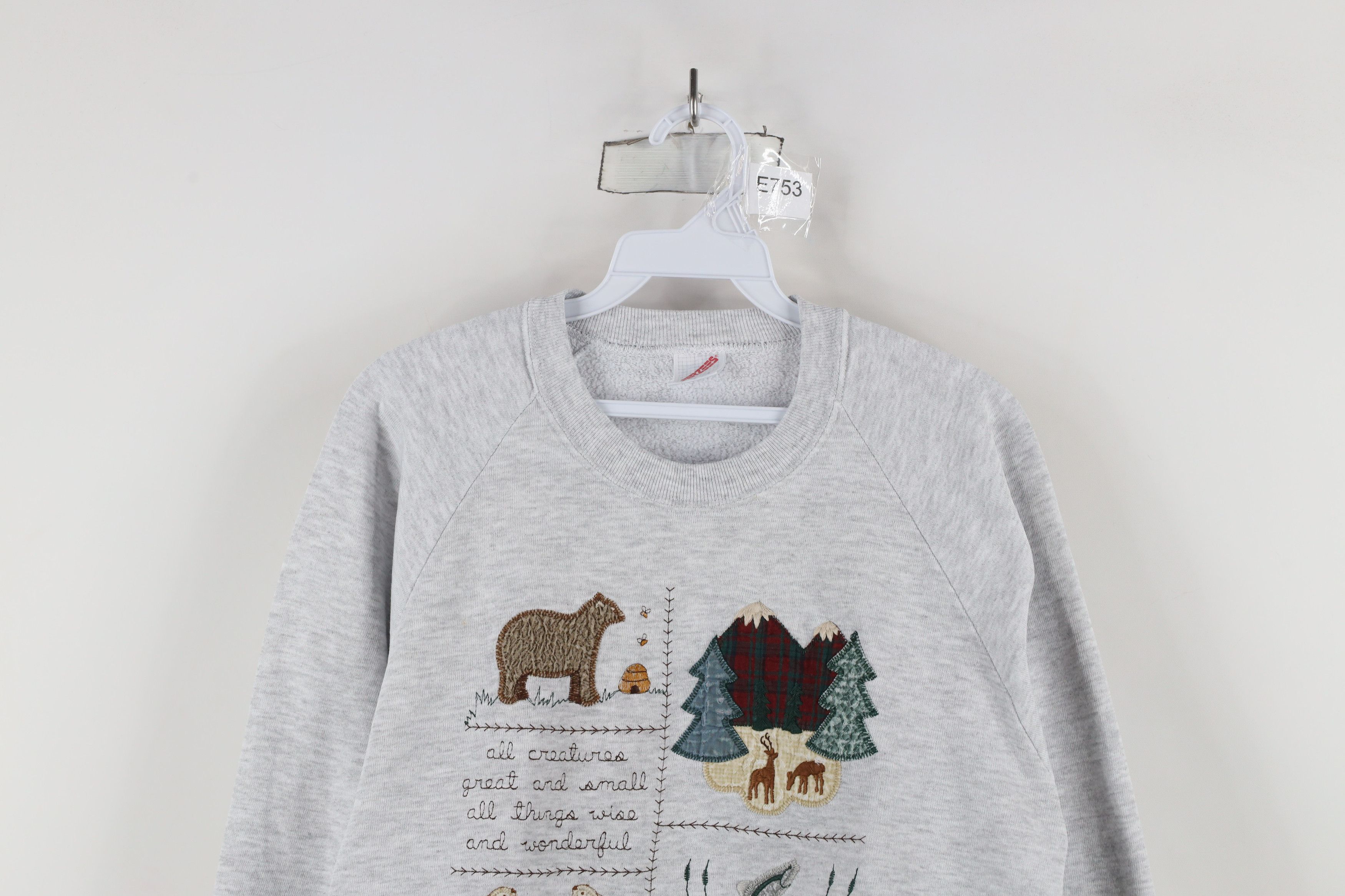 Vintage Vintage 90s Bible Nature Quilt Patchwork Sweatshirt USA Size L / US 10 / IT 46 - 2 Thumbnail
