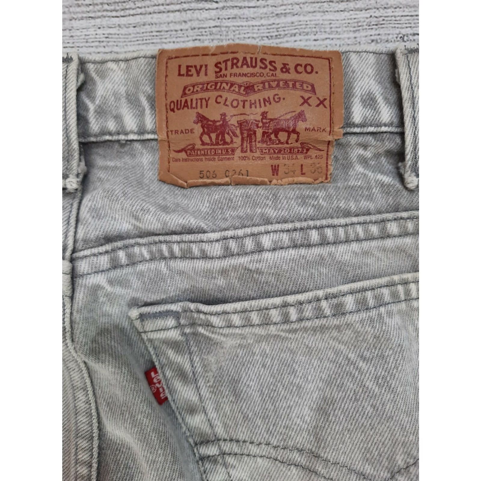 Levi's VINTAGE Levi's 506 Jeans Mens Gray Denim 34X36 80s Distressed Straight Regular 32W 34L USA Levi's 500 Series Size US 32 / EU 48 - 5 Thumbnail