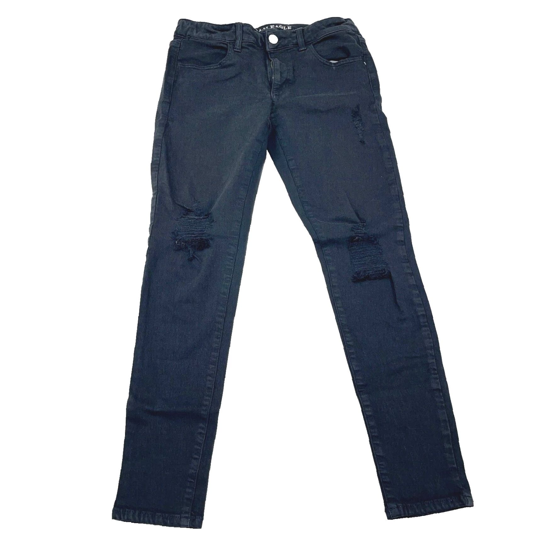American Eagle Outfitters American Eagle Jeans Women 6 Black High Rise Jegging Distressed Stretch 5-Pocket Denim Pants Size 28" / US 6 / IT 42 - 2 Thumbnail