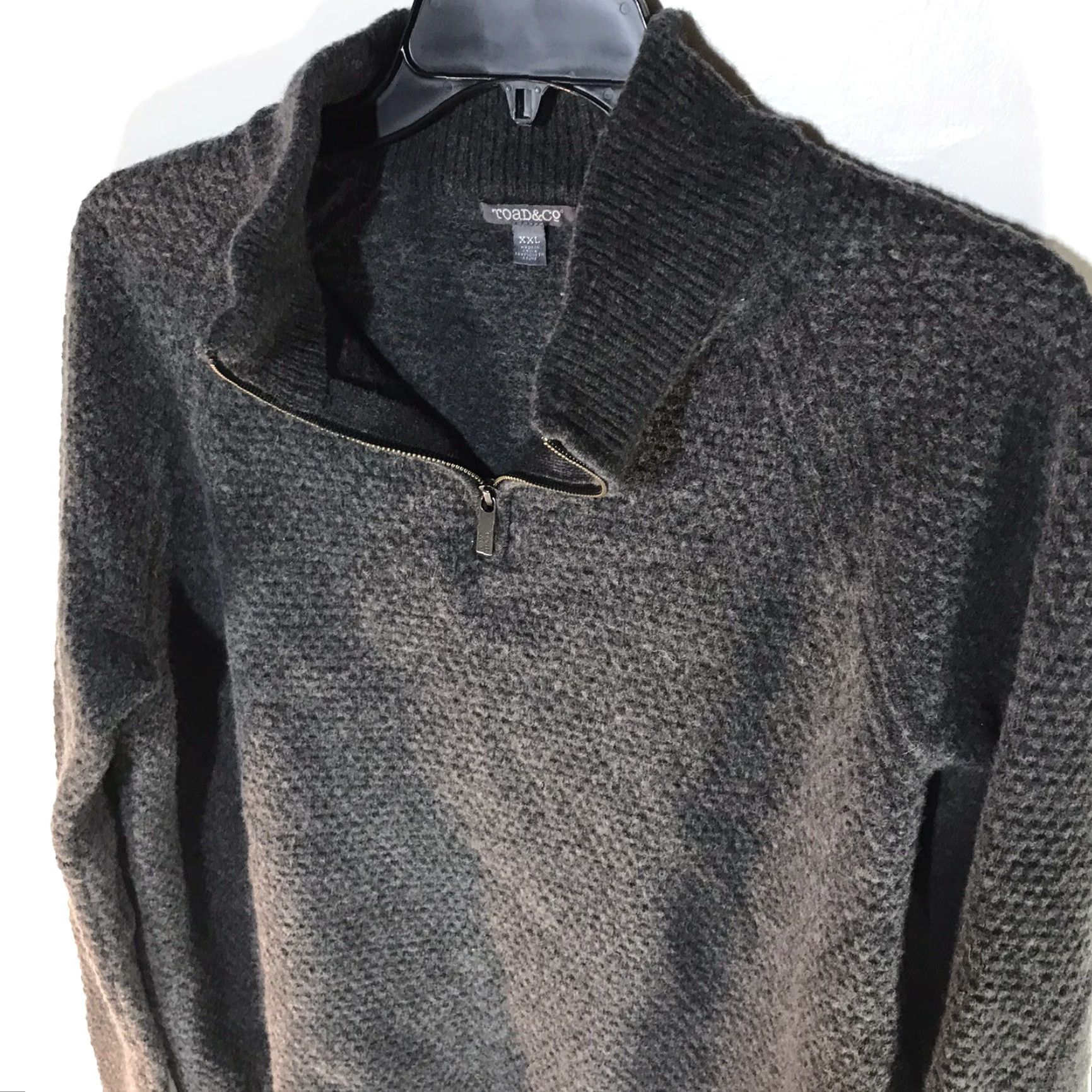 Toad&Co Toad & Co Women's 1/4 Zip Sweater Gray 100% Lambswool Knit Pullover Plus Size Fall Winter Size XXL / US 16-18 / IT 52-54 - 3 Thumbnail