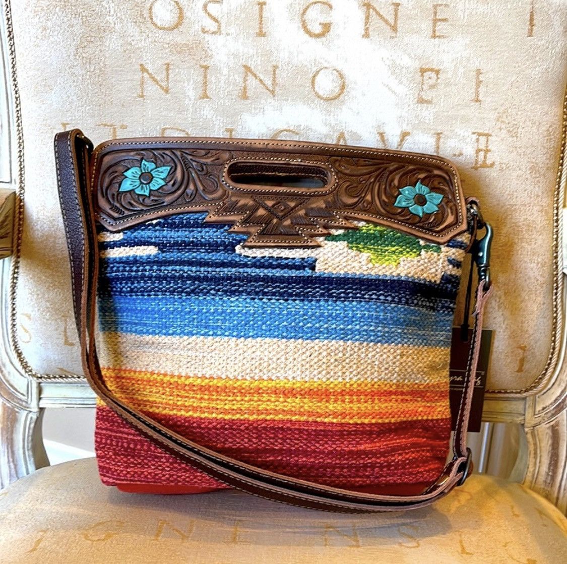 Other MYRA AZURE PETALS HAND-TOOLED BAG Size ONE SIZE - 1 Thumbnail