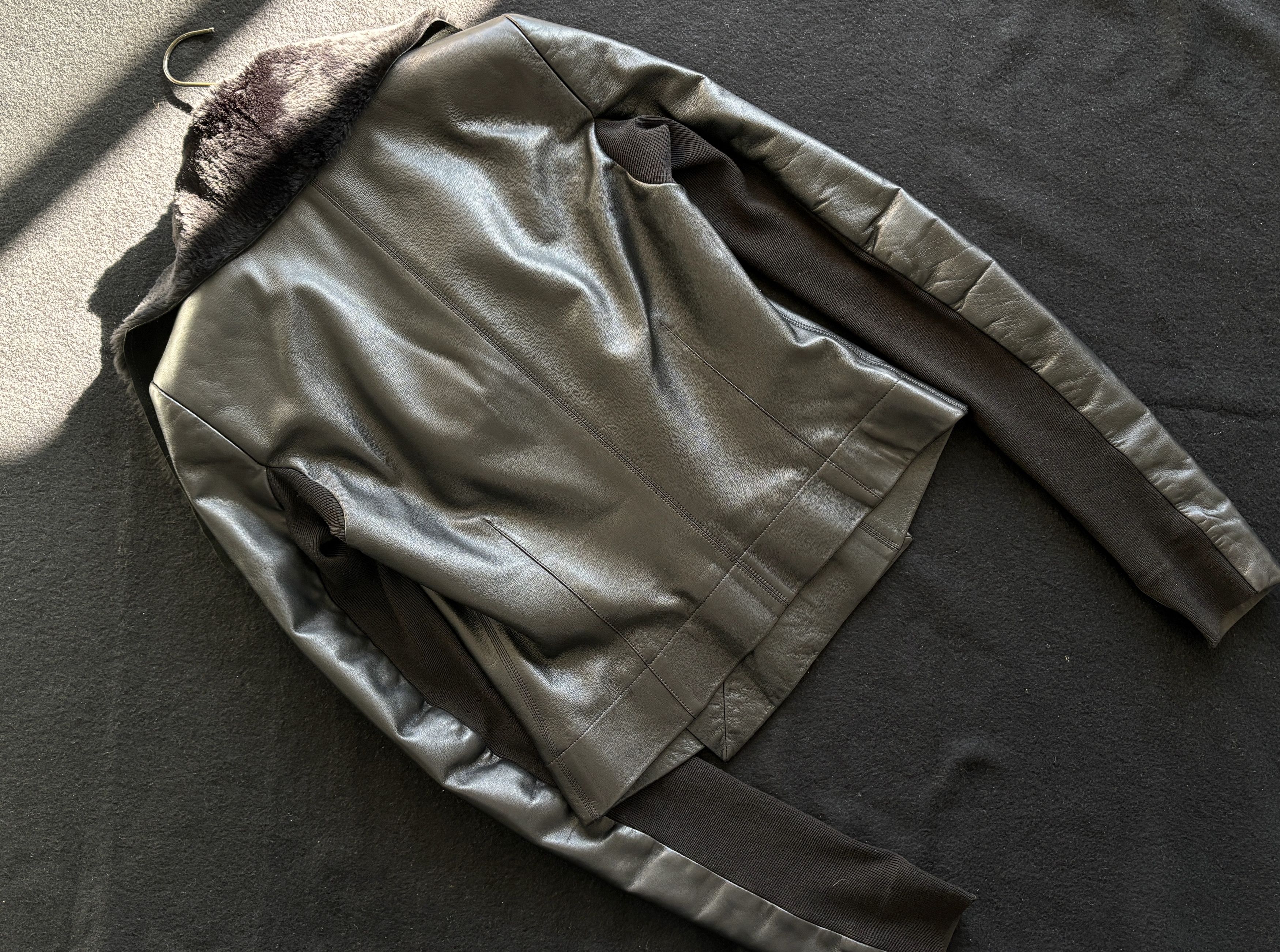 Rick Owens Rick Owens Black Lambskin&Fur Classic Biker Jacket IT38 Size XS / US 0-2 / IT 36-38 - 6 Thumbnail