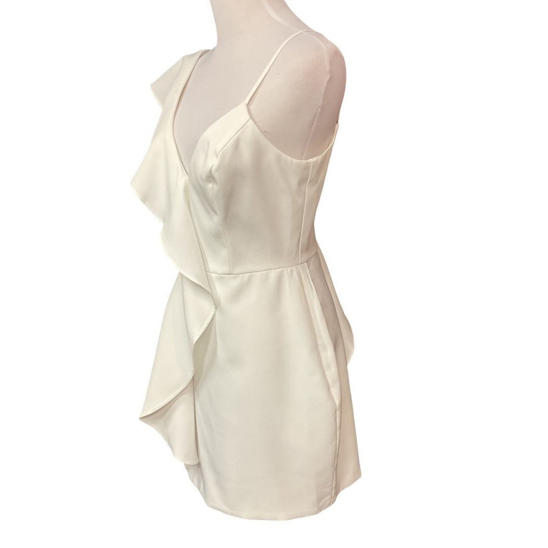 Mac Duggal Asymmetrical Mini Cocktail Dress White Size 4 NWT