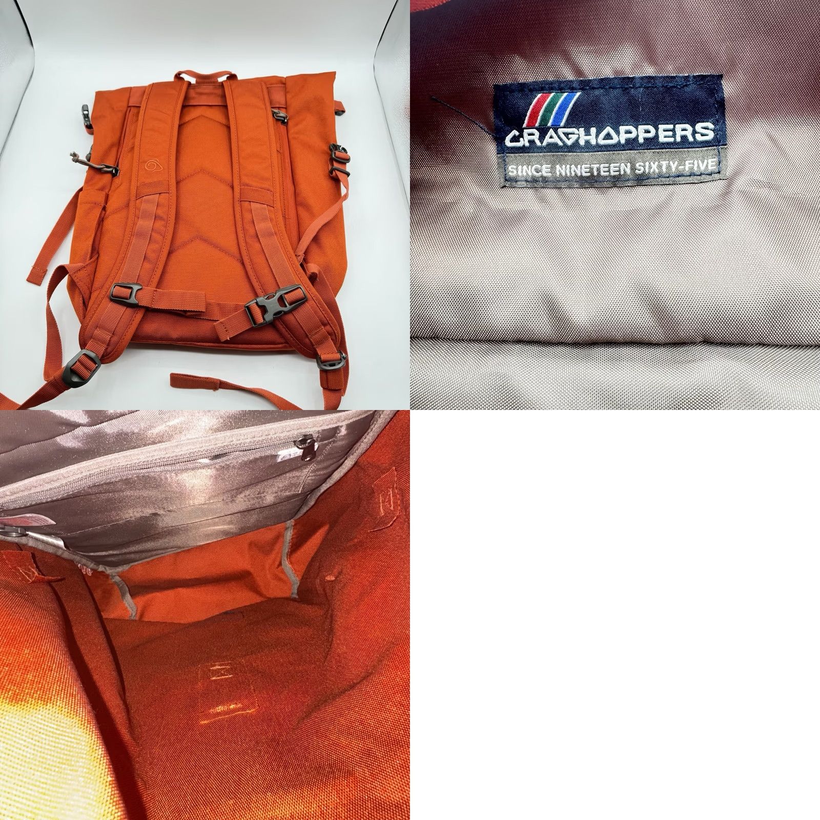 Vintage Craghoppers Backpack OS Orange Mens Classic 16L Rolltop Outdoor Everyday Bag Kiwi Classic 16L Rolltop OS Orange Mens Bag Size ONE SIZE - 8 Thumbnail