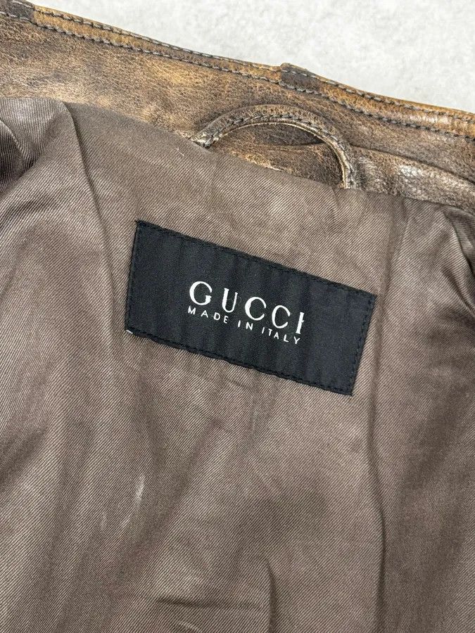 Gucci SS2011 Gucci Brown Eroded Leather Premium Jacket by Frida Giannini Size US M / EU 48-50 / 2 - 13 Thumbnail