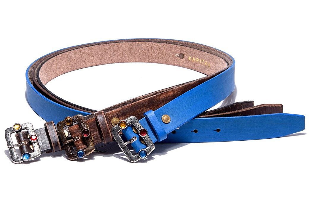 Kapital Kapital Oil leather studs disco buckle belt blue new Size ONE SIZE - 8 Thumbnail