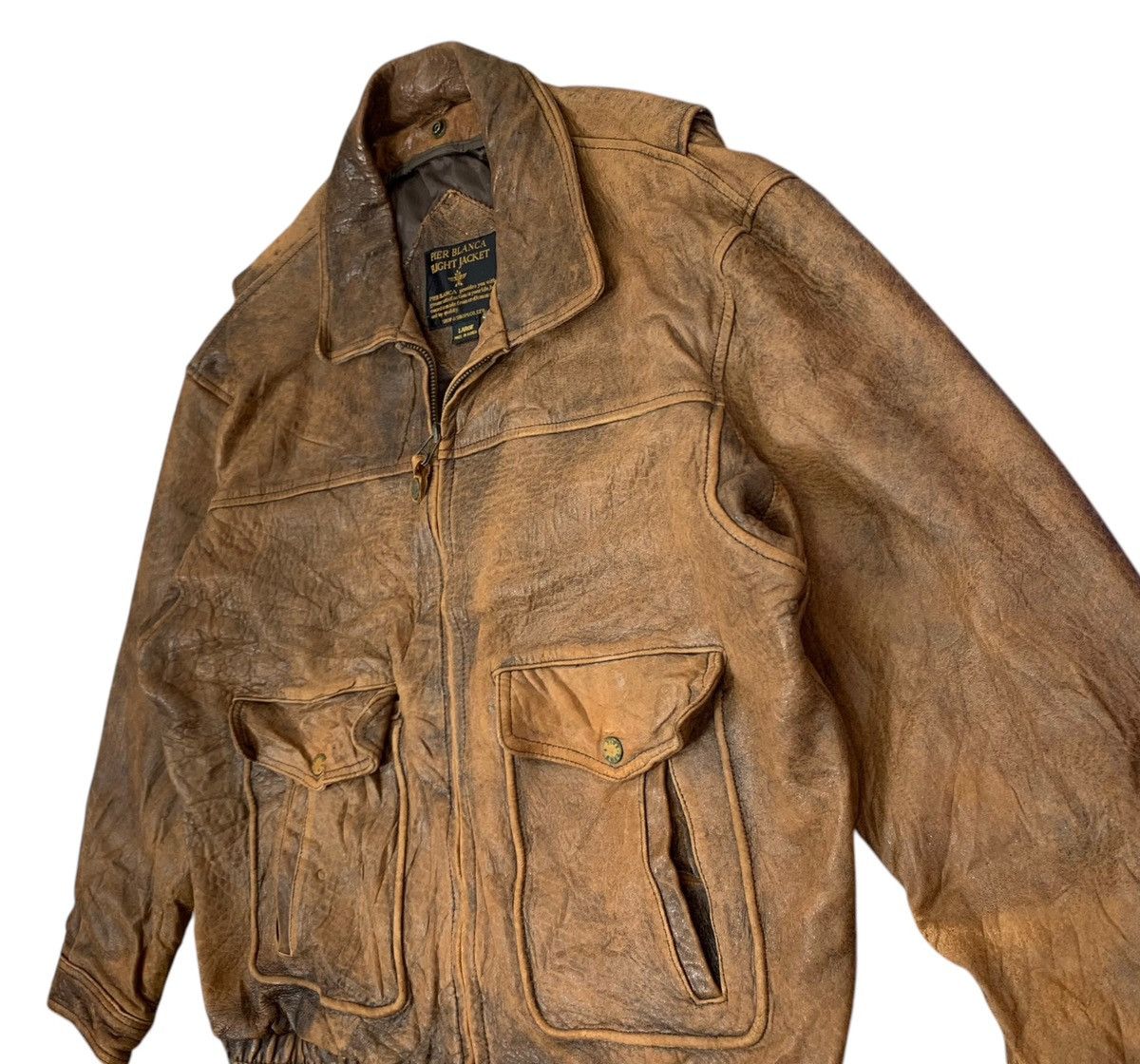 Genuine Leather VINTAGE PIER BLANCA FLIGHT LEATHER JACKET Size US L / EU 52-54 / 3 - 3 Thumbnail
