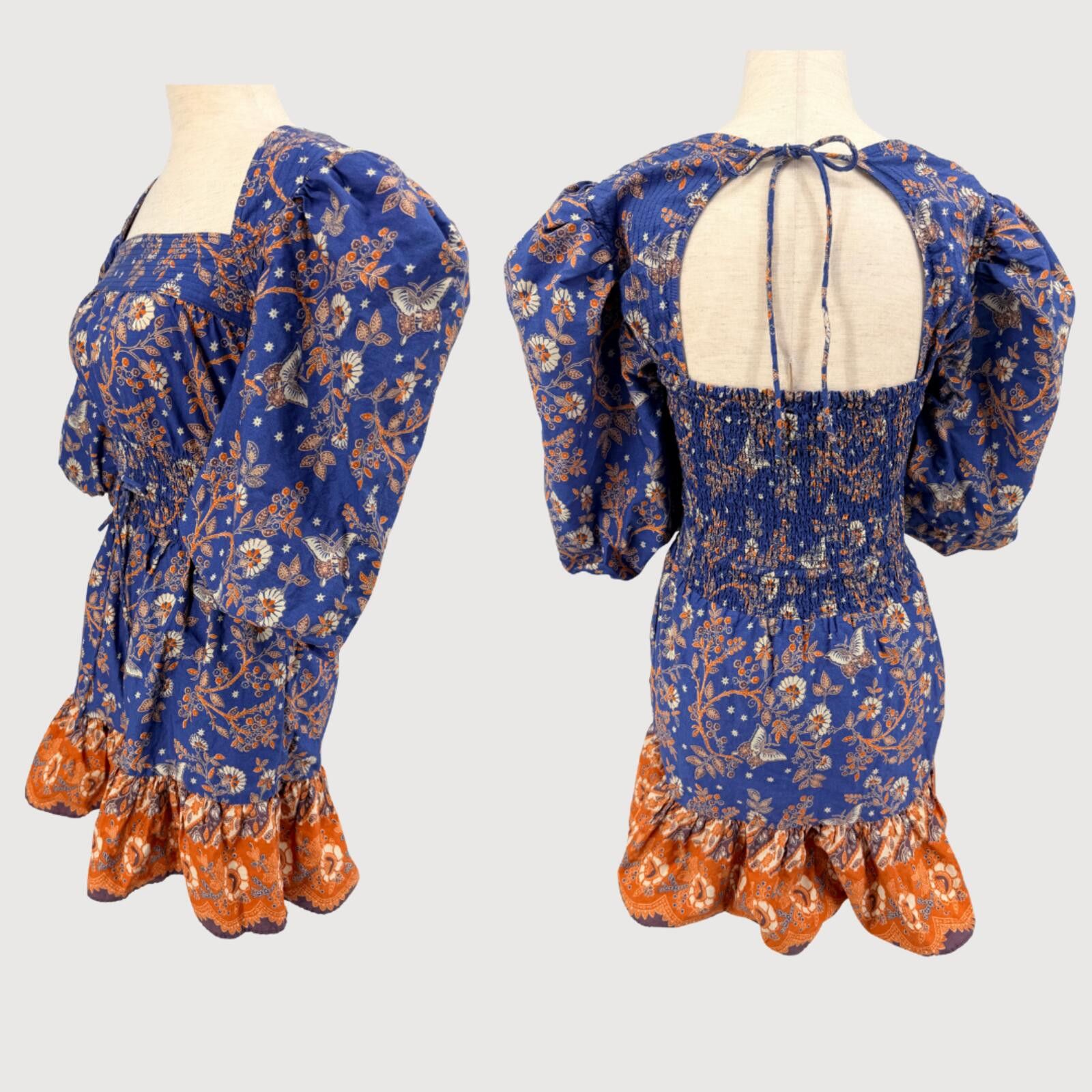 Other House of Harlow Floral Smocked Mini Dress Blue XS Size XS / US 0-2 / IT 36-38 - 3 Thumbnail