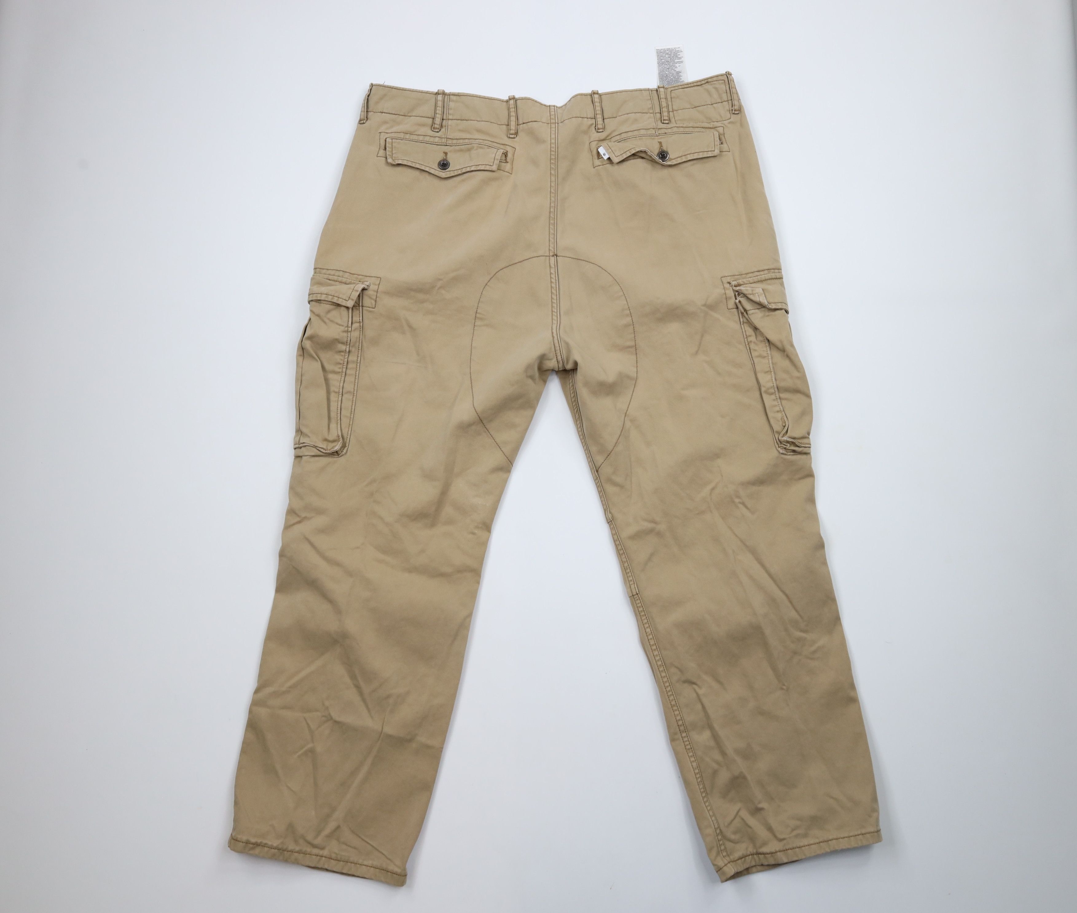 Vintage Y2K Levis Baggy Wide Leg Cargo Pants Beige Cotton