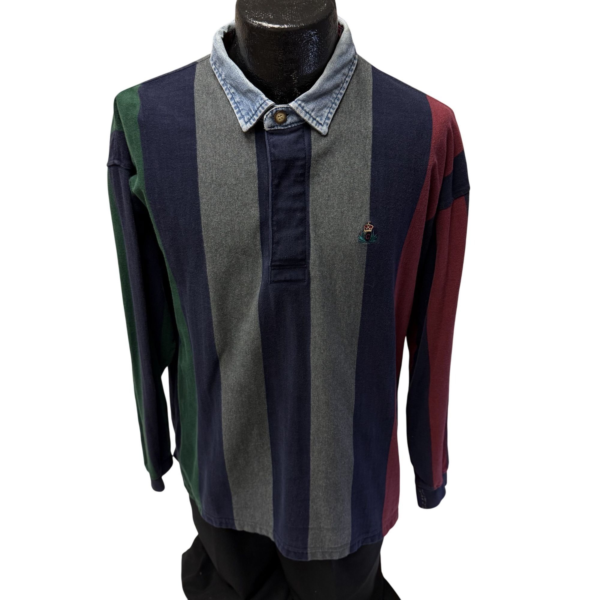 Gant Vtg Gant COLORBLOCK STRIPE Logo Crest Streetwear Polo Rugby Size US L / EU 52-54 / 3 - 3 Thumbnail