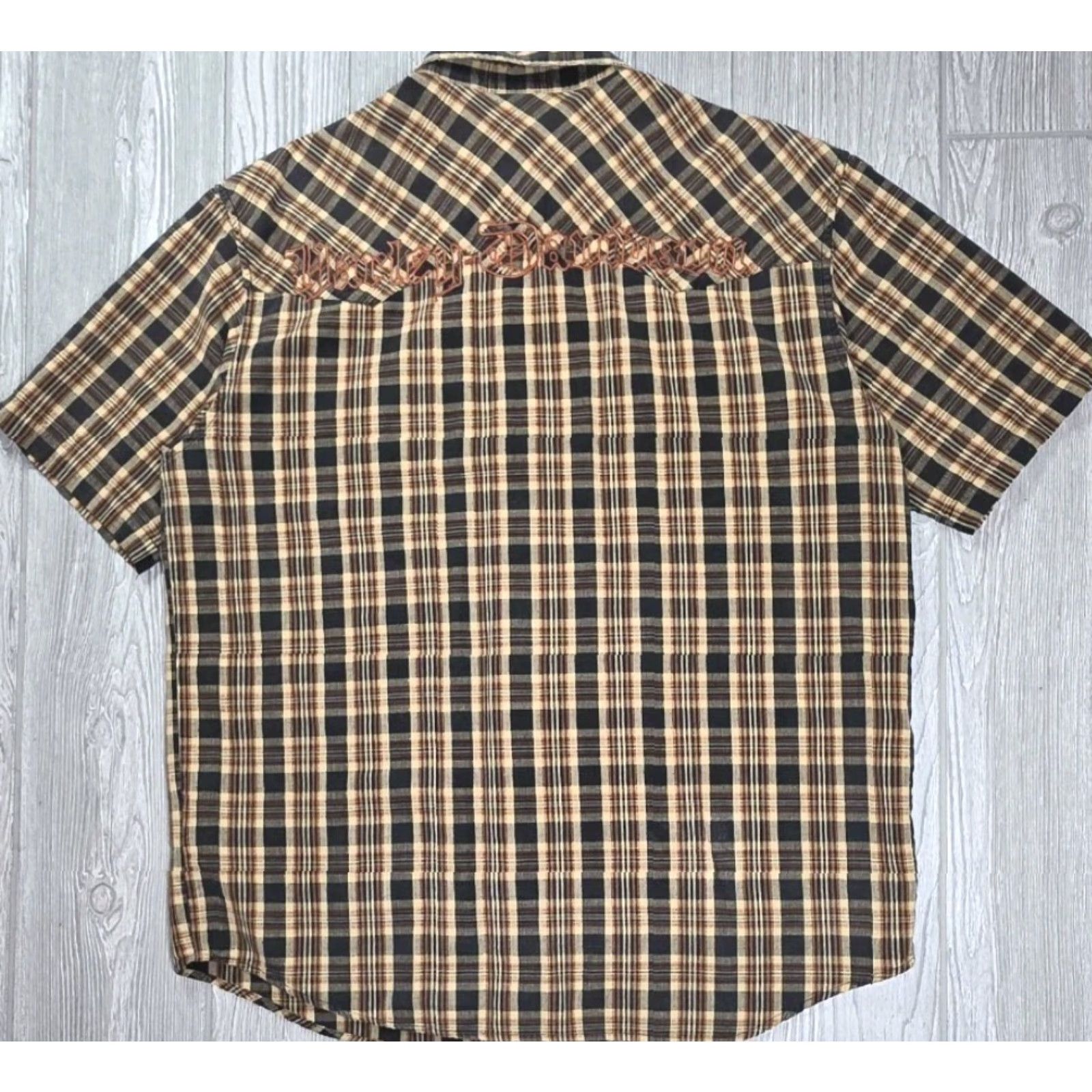 Harley Davidson Harley-Davidson Pearl Snap Shirt Mens L Western Moto Cowboy Gorpcore Y2k Mens Shirt Plaid Brown Cotton Logo Embroidered Vintage No Size US L / EU 52-54 / 3 - 3 Thumbnail