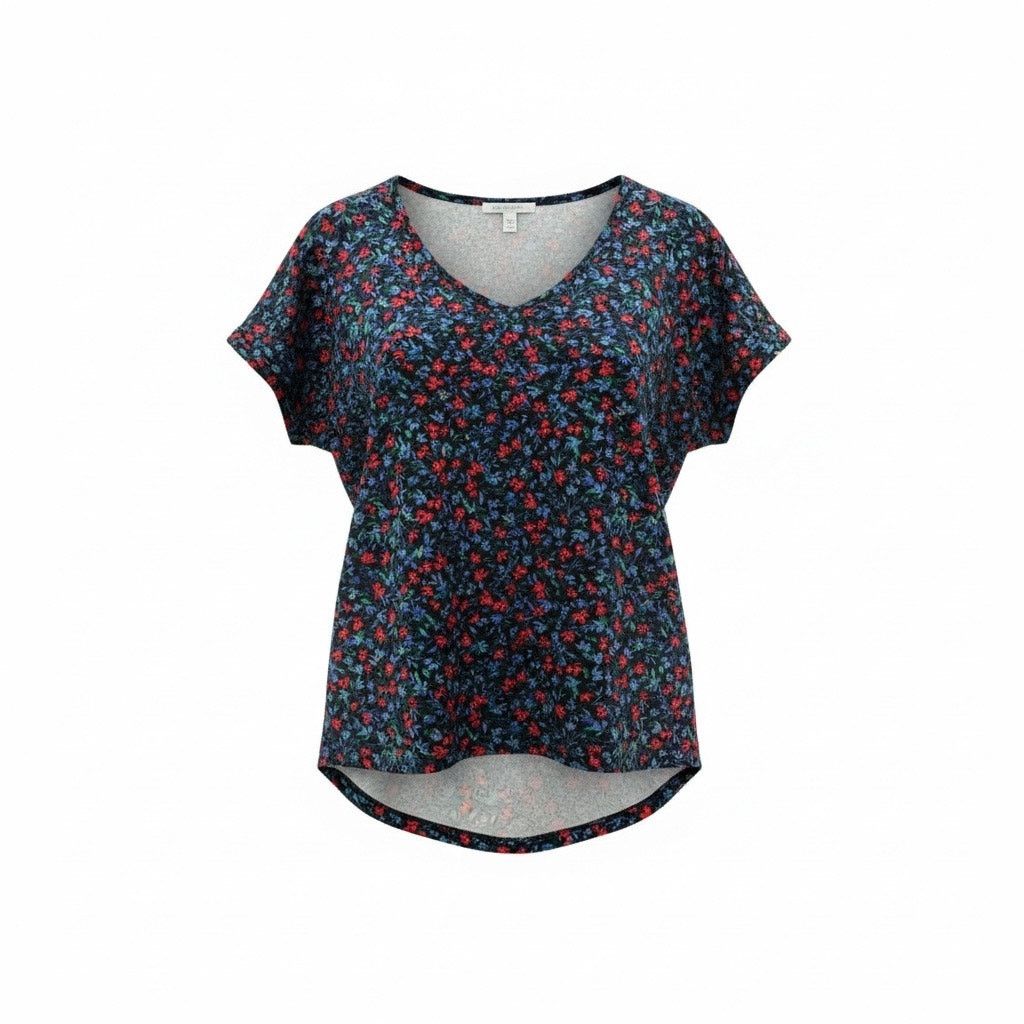 Loft LOFT Floral Short Sleeve Blouse Women’s XS Navy Red Blue Size XS / US 0-2 / IT 36-38 - 1 Thumbnail