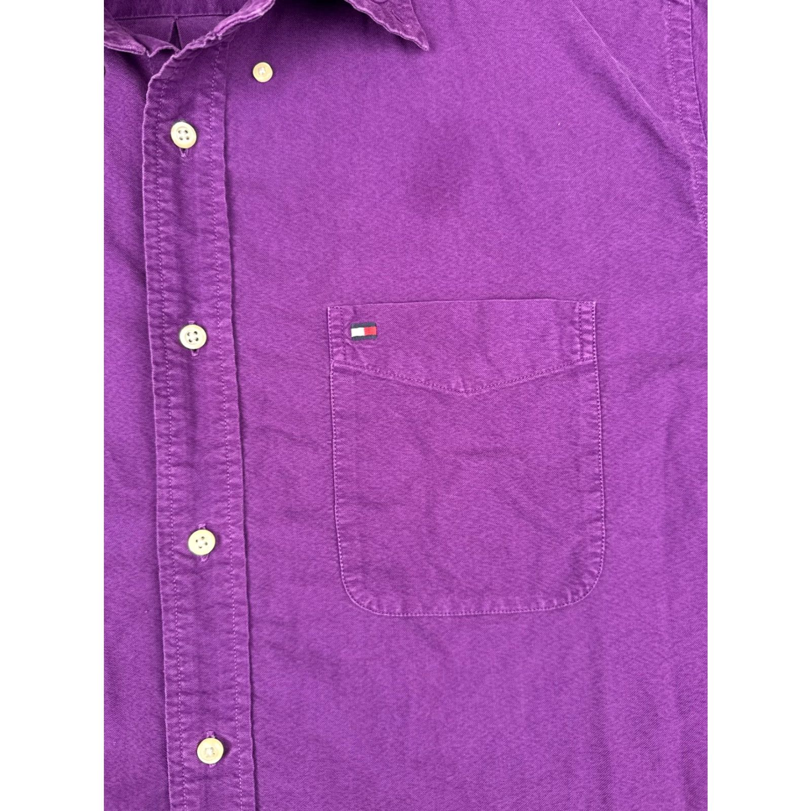 Tommy Hilfiger Tommy Hilfiger Men's Button-Up Shirt Large Purple Long Sleeve Casual Workwear 90s Vintage Size US L / EU 52-54 / 3 - 6 Thumbnail