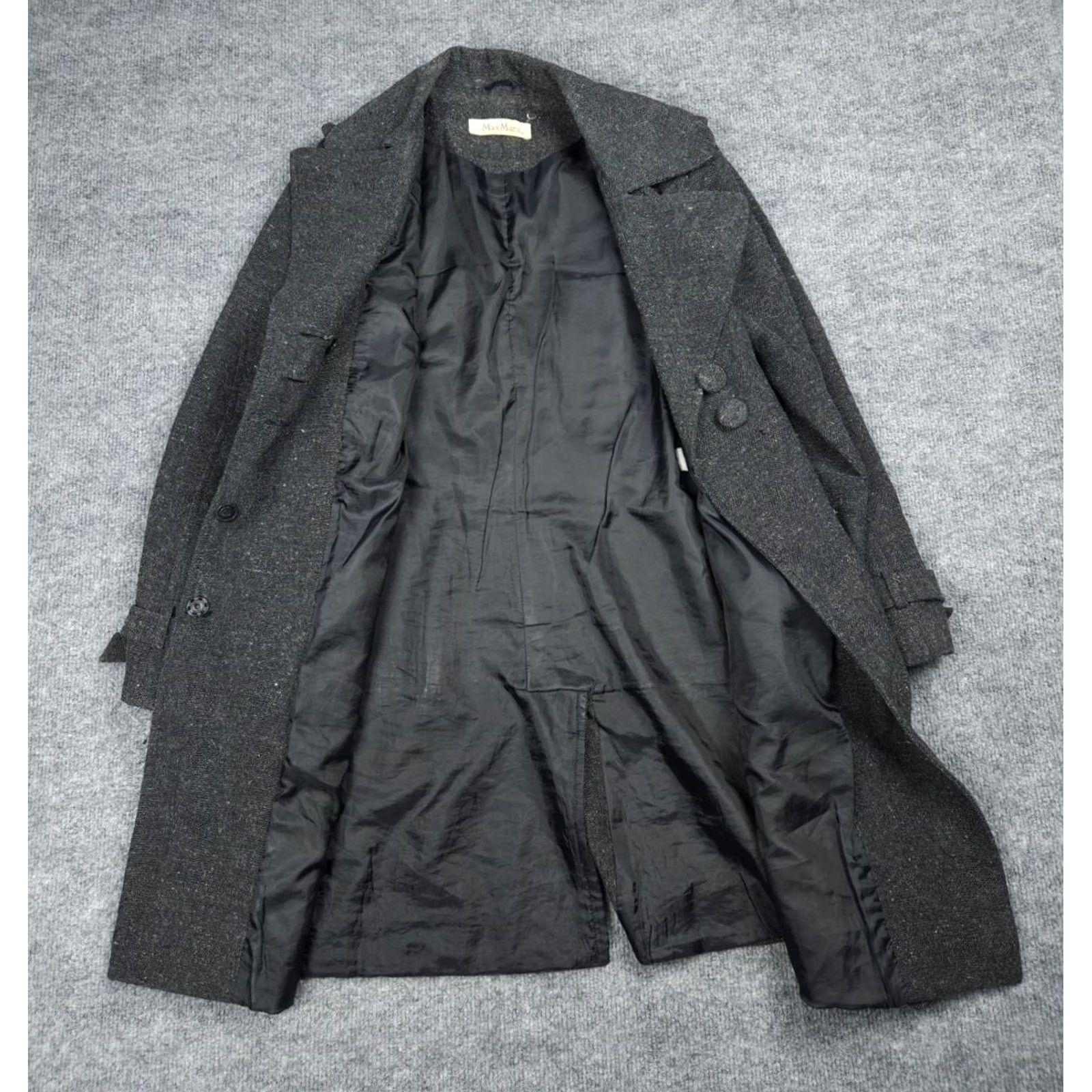 Max Mara VINTAGE? No — Max Mara Wool Trench Coat Women Medium Gray Tweed Belted Italy Mid Length Size M / US 6-8 / IT 42-44 - 5 Thumbnail