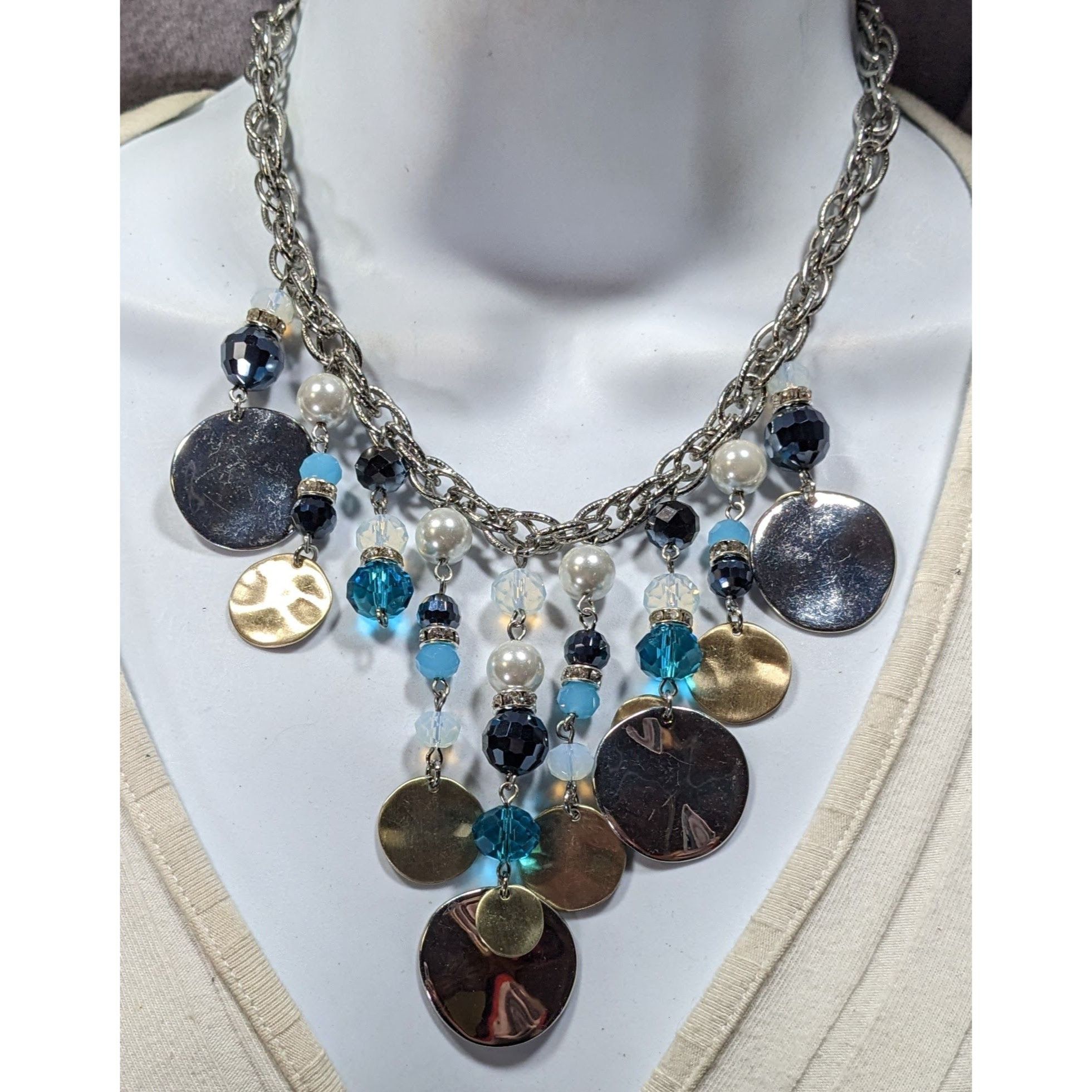 White House Black Market White House Black Market Bead And Disc Fringe Necklace Size ONE SIZE - 5 Thumbnail