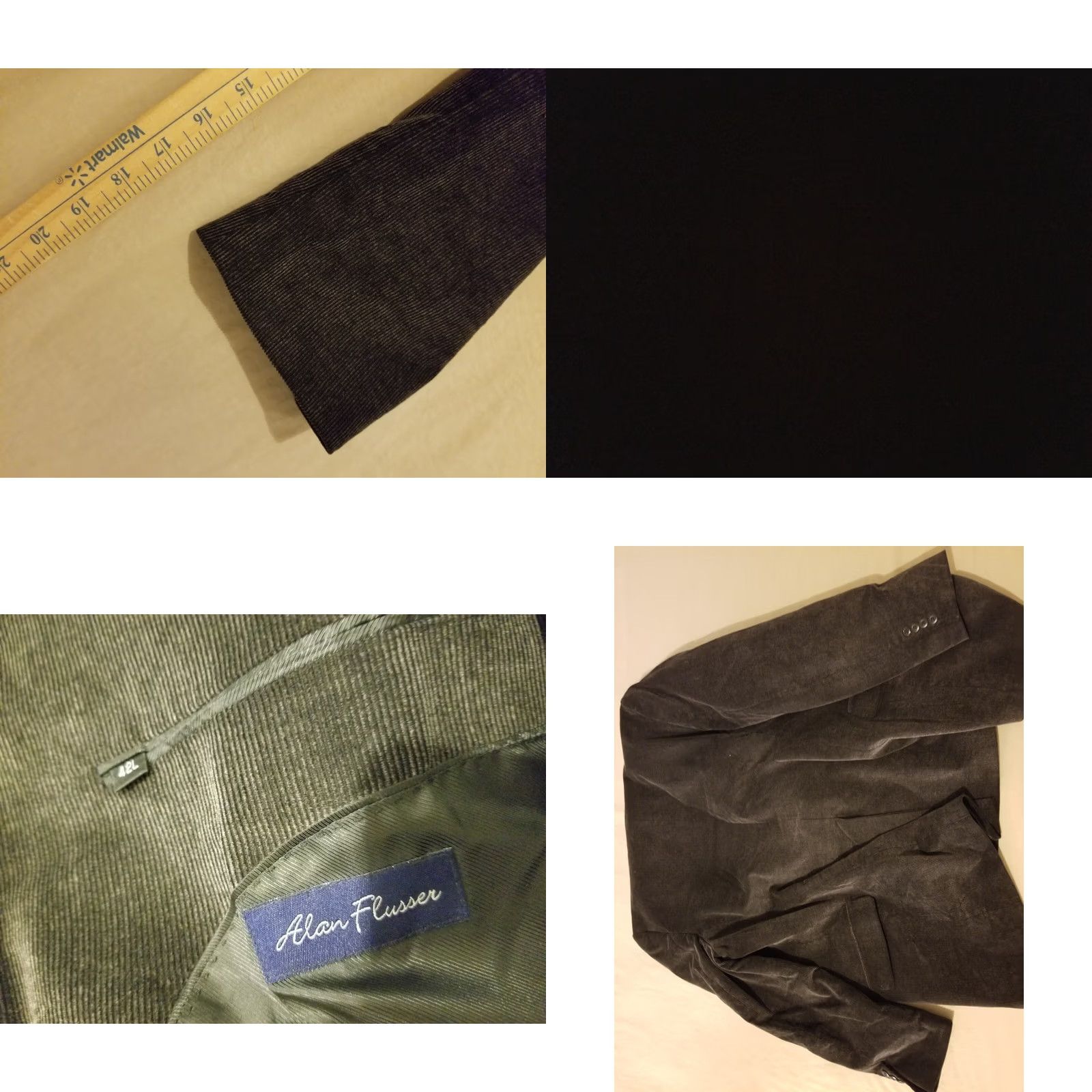 Vintage Alan Flusser Sports Jacket Blazer Cotton Black Mens 42L Corduroy Size 42R - 8 Thumbnail