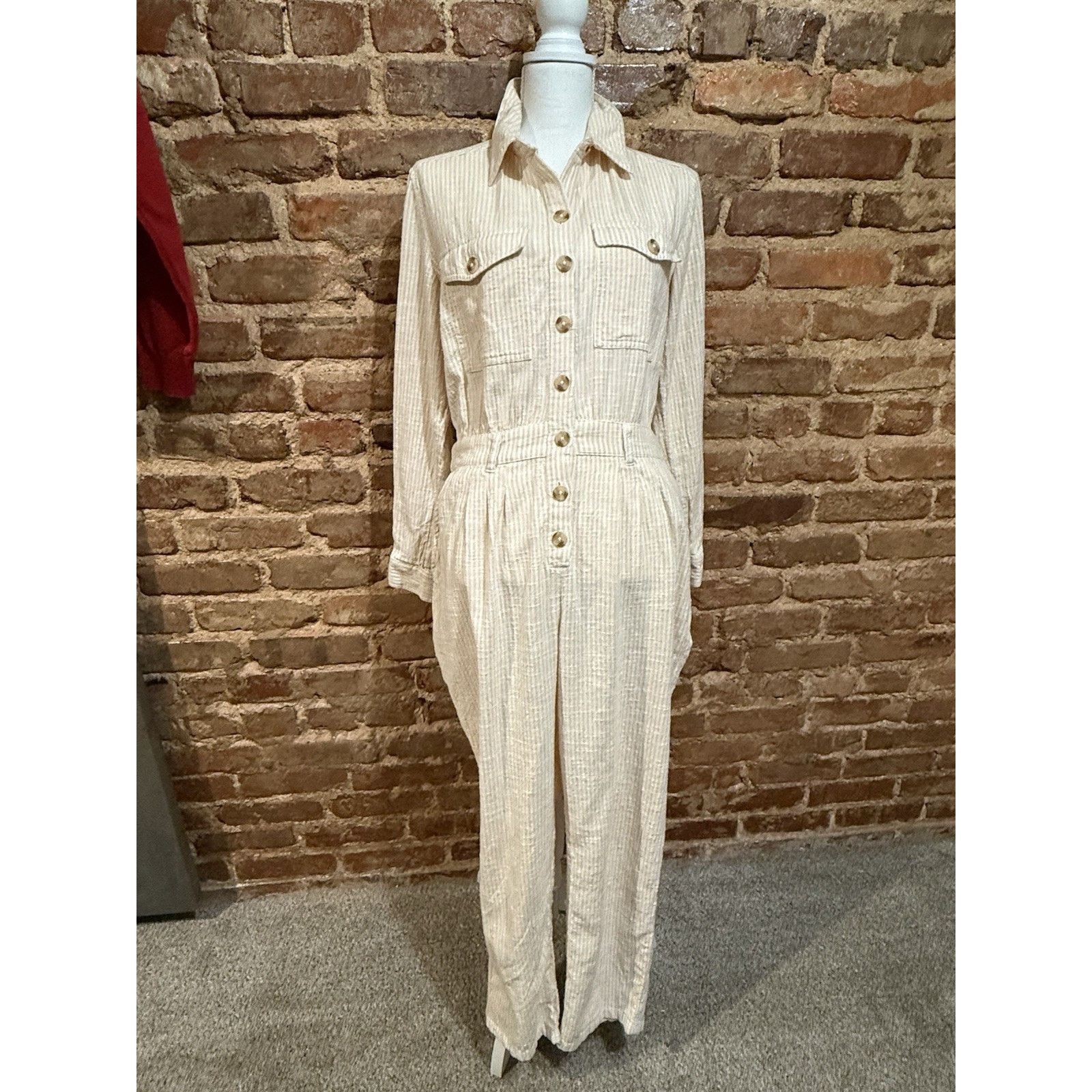 Billabong Billabong Dare Me Coverall Jumpsuit Sz M Seersucker EUC Size 32" / US 10 / IT 46 - 5 Thumbnail
