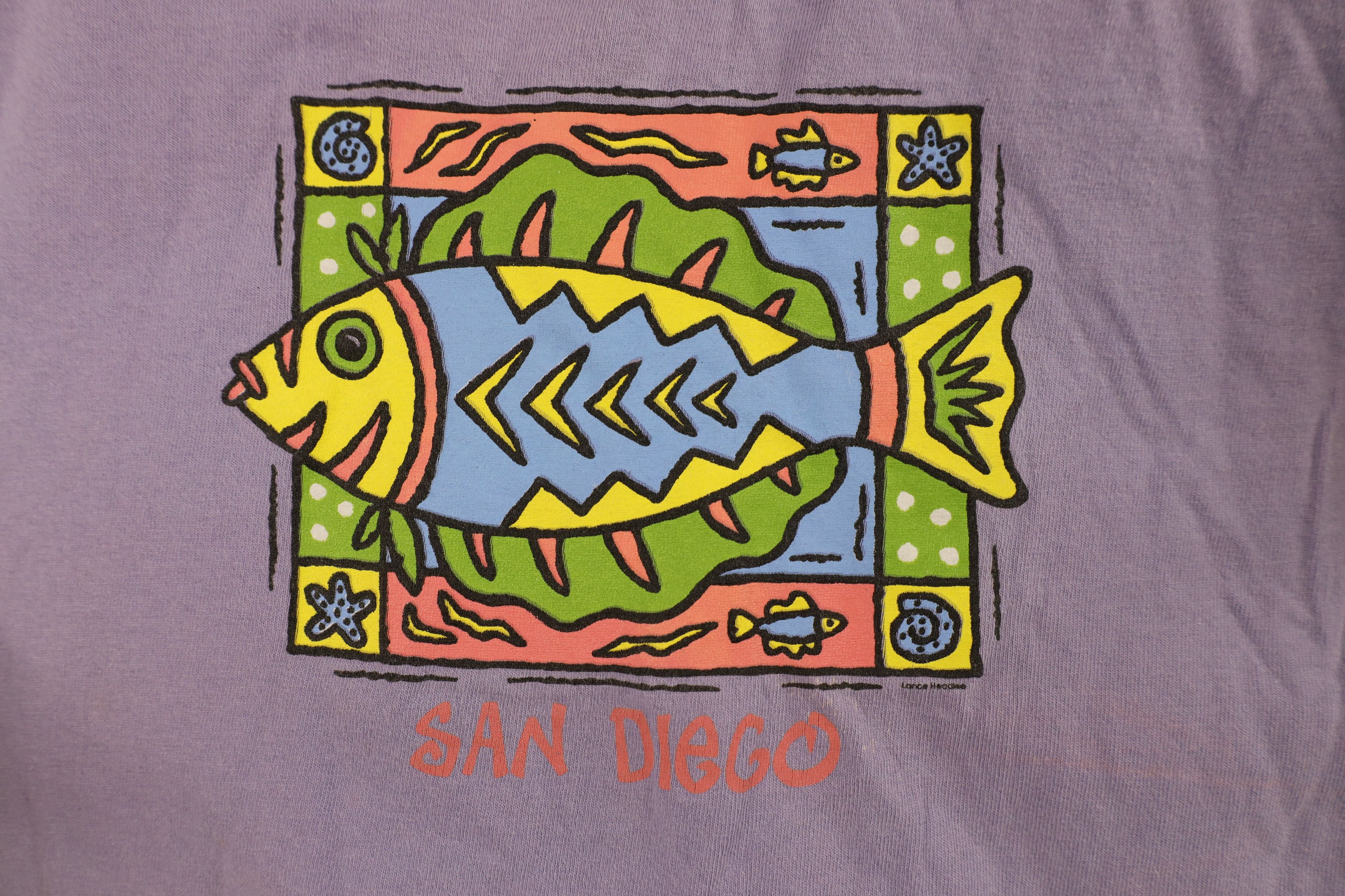 Vintage Vintage 90s Streetwear San Diego Fish Art T-Shirt USA Size M / US 6-8 / IT 42-44 - 4 Thumbnail
