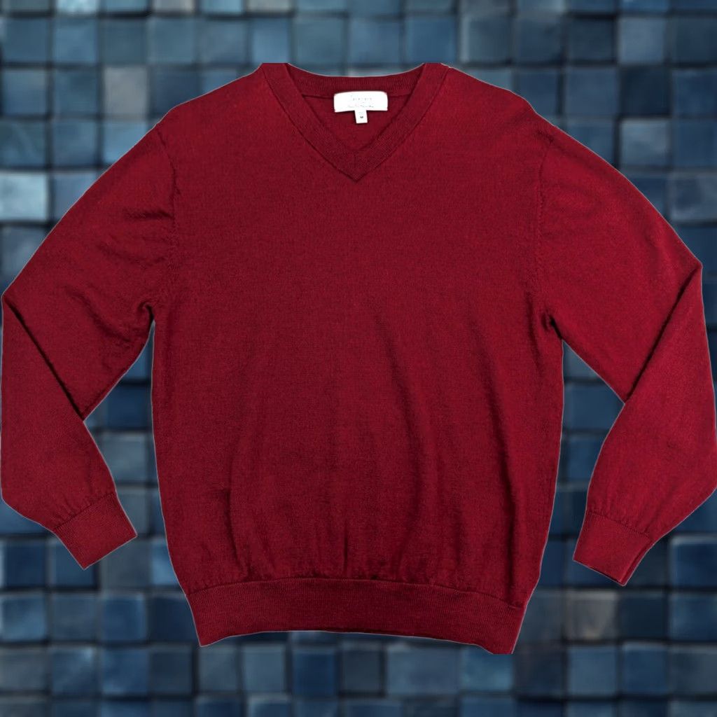 Vintage Turnbury Merino Wool Long Sleeve V-Neck Pullover Sweater Men M Cranberry Red Size US M / EU 48-50 / 2 - 1 Thumbnail
