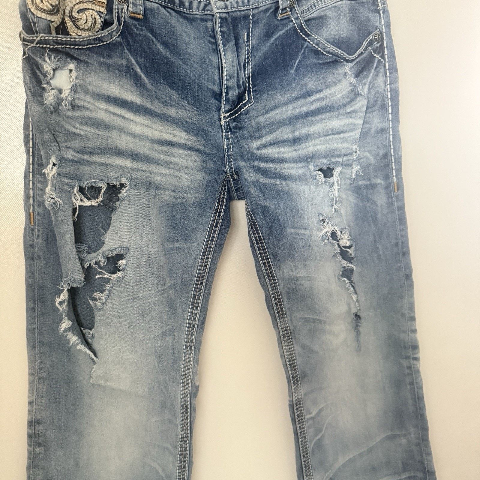 Affliction Vtg Y2K Affliction Cooper Baggy Relaxed Boot Distressed Jean Size US 32 / EU 48 - 5 Thumbnail