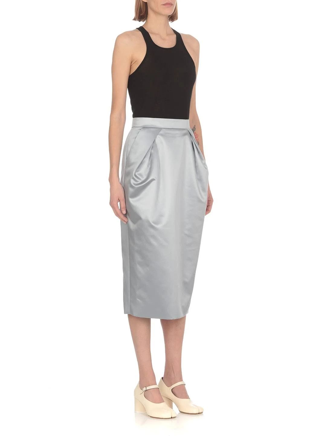 image of Maison Margiela O1W1Db10324 Midi Skirt In Light Blue, Women's