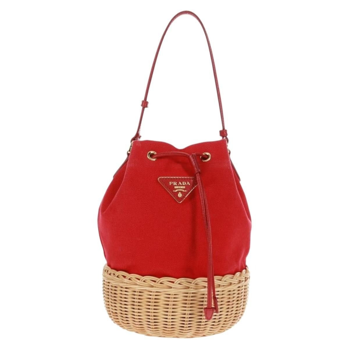 Prada PRADA Shoulder Bag Straw Canvas Beige Red Auth 167958V - Jer Size ONE SIZE - 2 Thumbnail