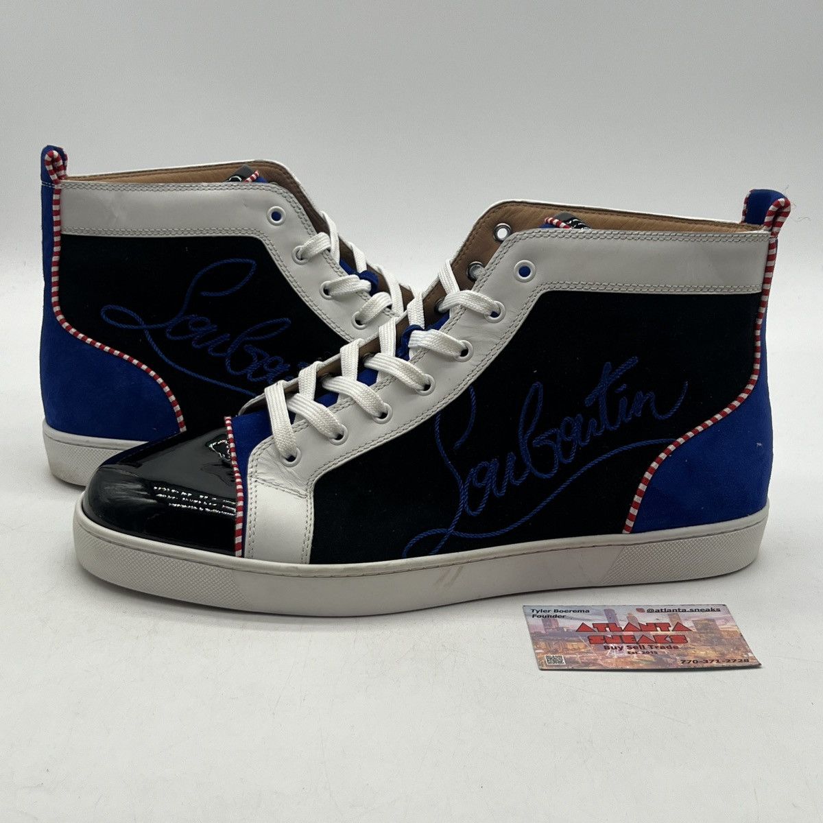 Louis Vuitton Christian Louboutin logo print black mogador Size US 13 / EU 46 - 1 Thumbnail