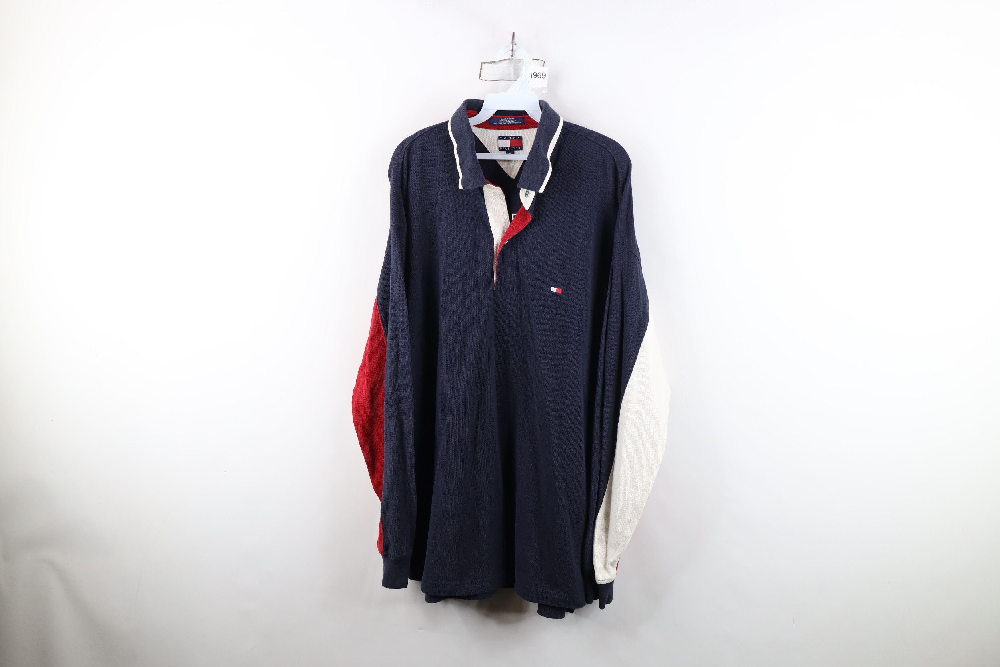Tommy Hilfiger Vintage 90s Tommy Hilfiger Big Logo Long Sleeve Rugby Polo Size US L / EU 52-54 / 3 - 2 Thumbnail