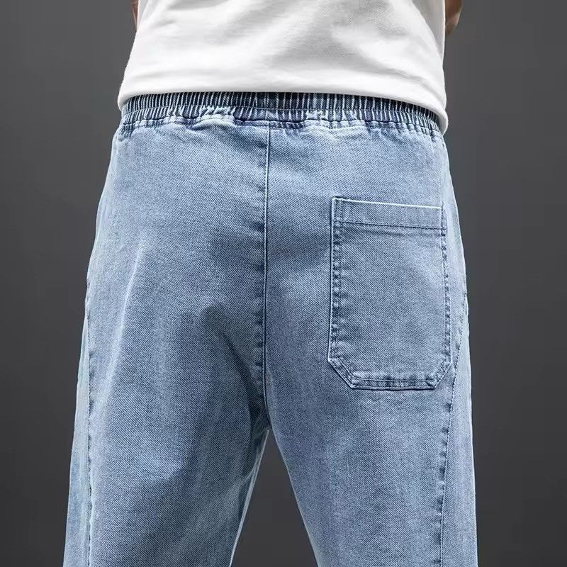 Japanese Brand Elastic Waist Blue Cargo Jeans Men Size US 31 - 7 Thumbnail