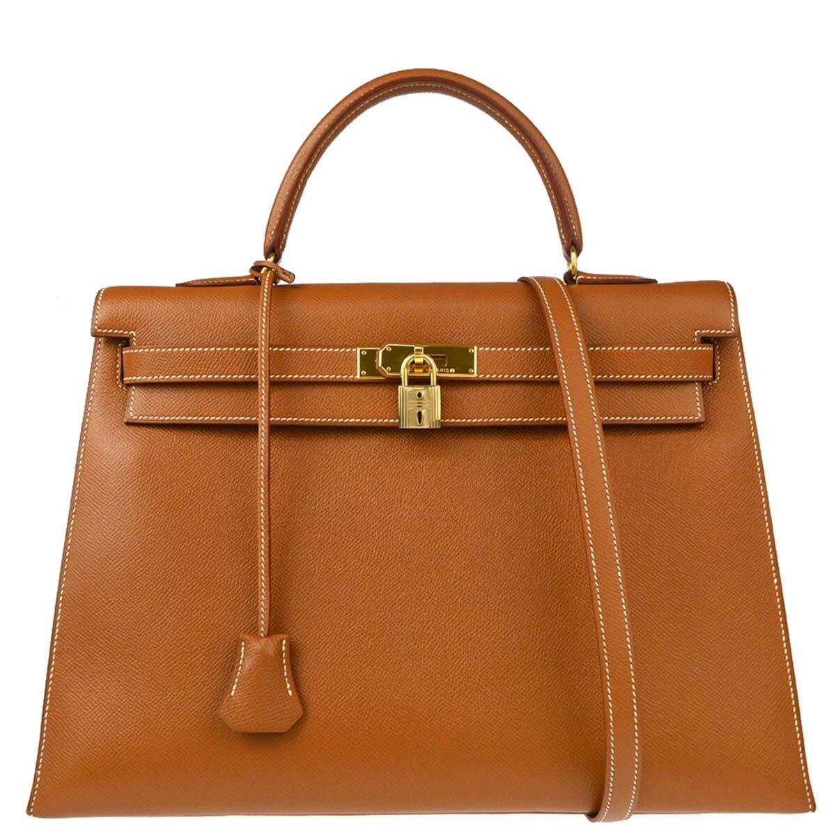 Hermes Hermes Kelly Handbag Brown Courchevel with Gold Hardware Size ONE SIZE - 1 Thumbnail