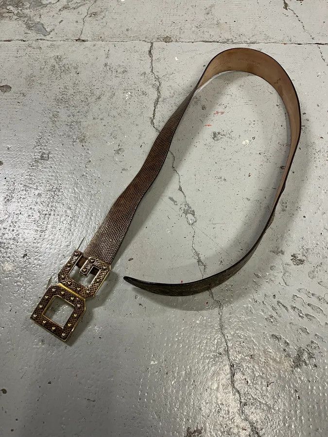 Dolce & Gabbana 2000s Dolce & Gabbana Snake Effect Brown Leather Belt Size ONE SIZE - 3 Thumbnail