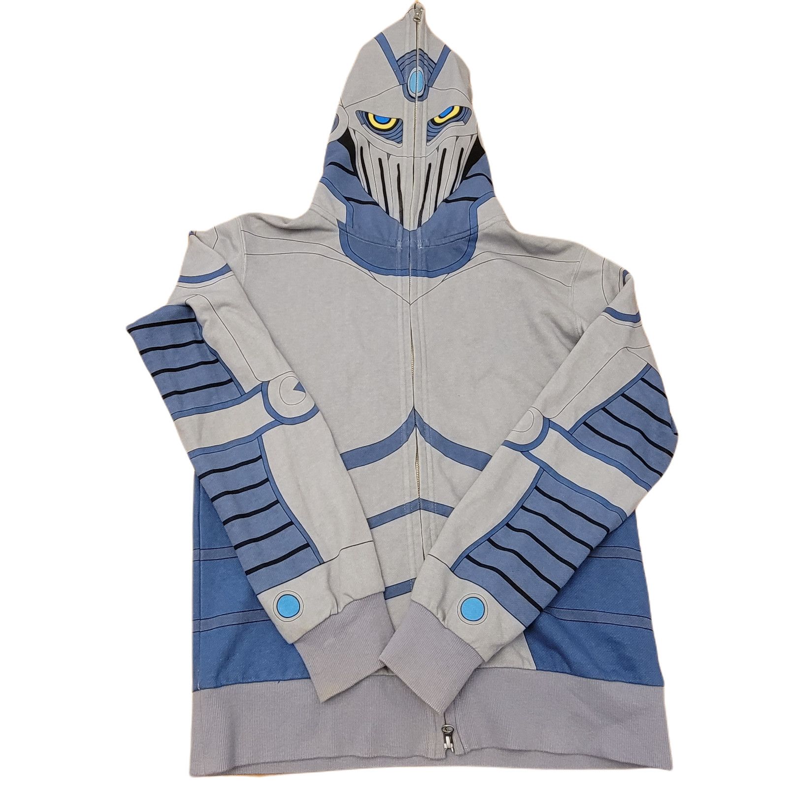 image of Vintage Jojo's Bizarre Adventure Silver Chariot Anime Hoodie Zip Up in Grey, Men's (Size Medium)